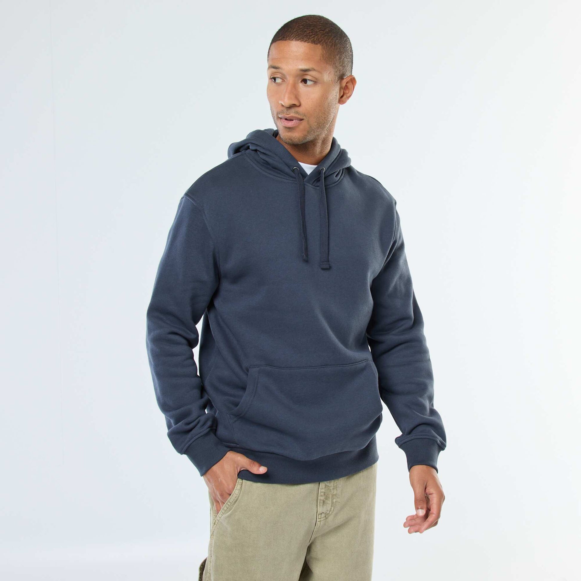Brushed Fleece Hoodie with Kangaroo Pocket BLUE