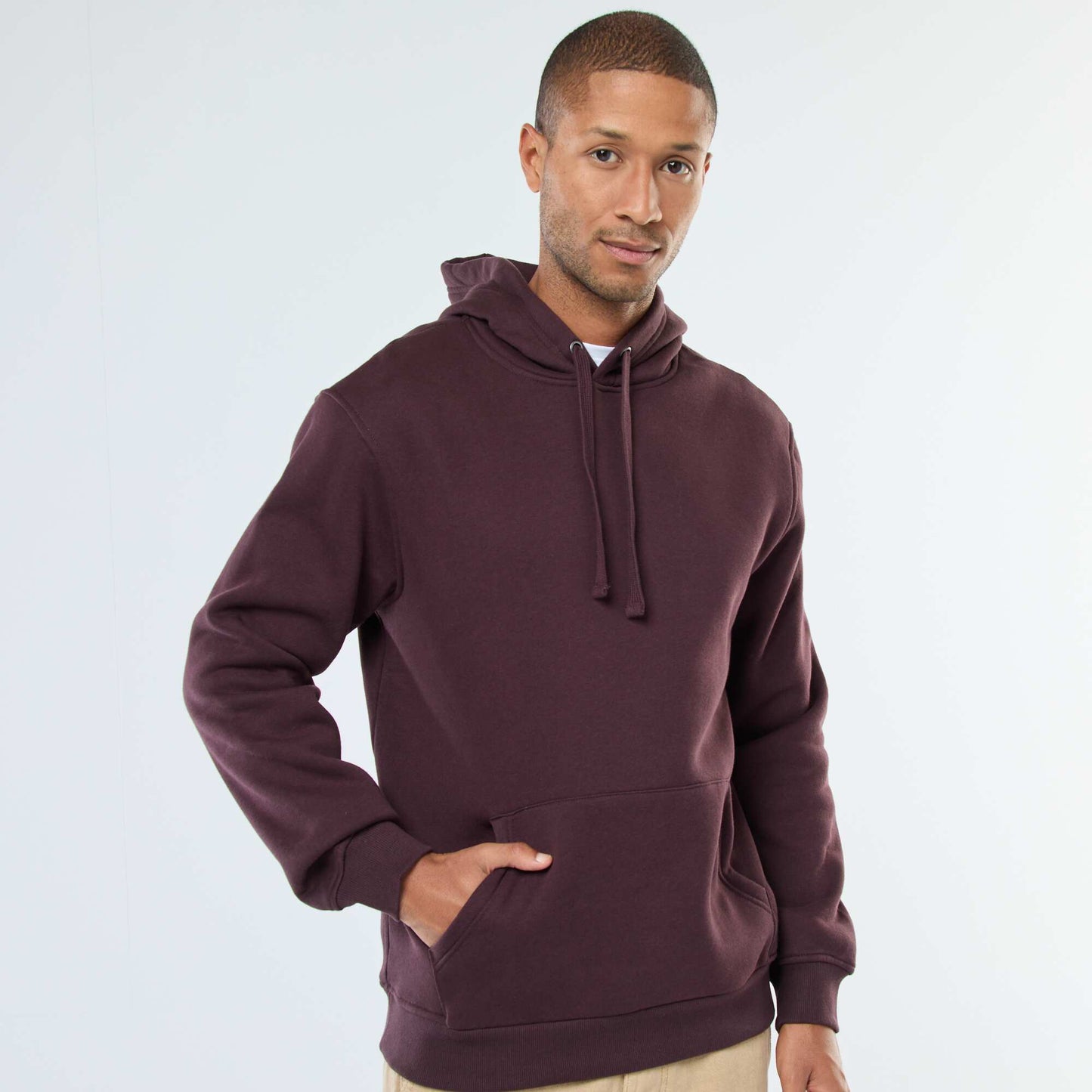 Brushed Fleece Hoodie with Kangaroo Pocket PURPLE