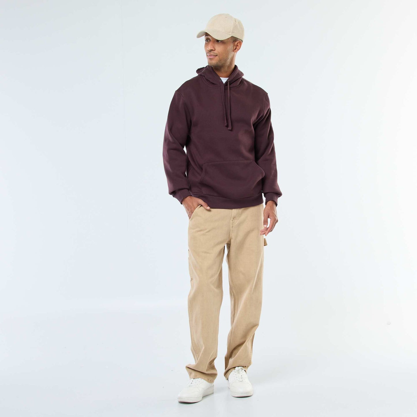 Brushed Fleece Hoodie with Kangaroo Pocket PURPLE