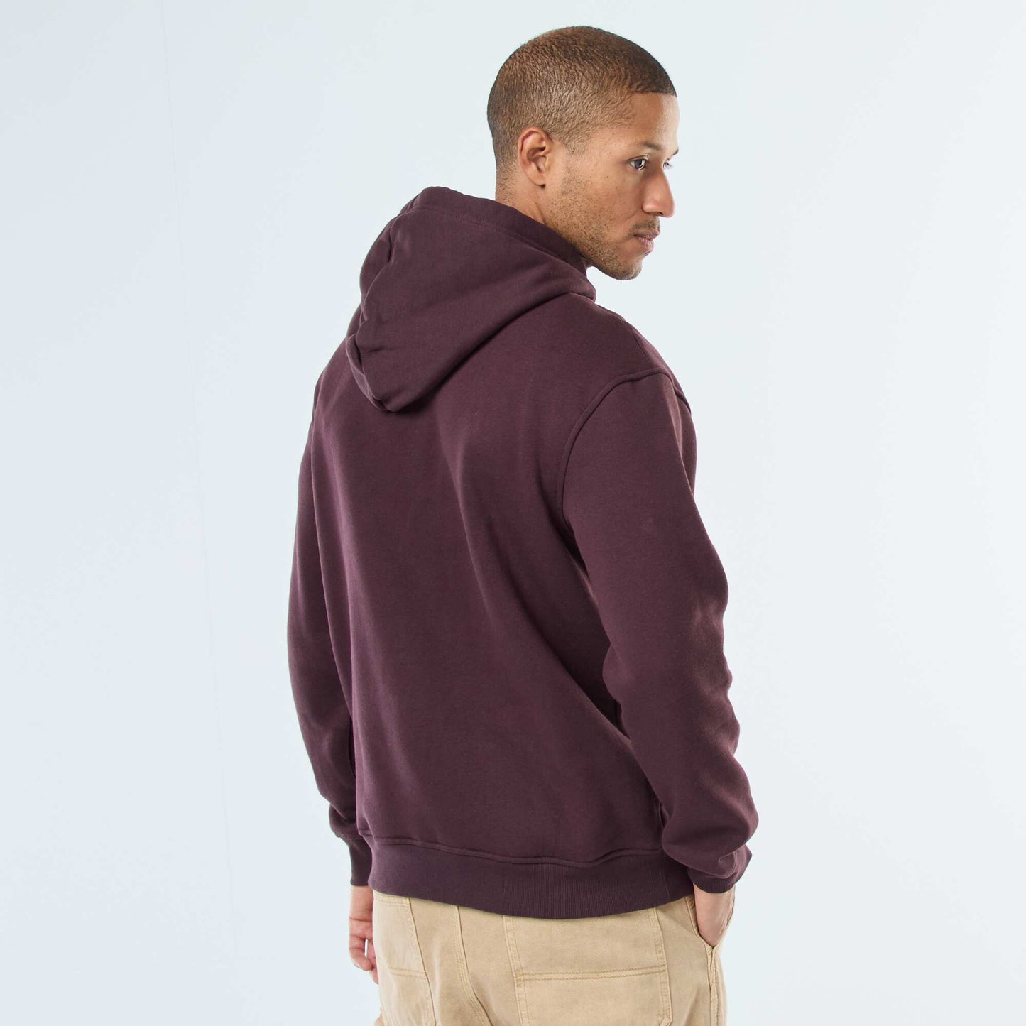 Brushed Fleece Hoodie with Kangaroo Pocket PURPLE