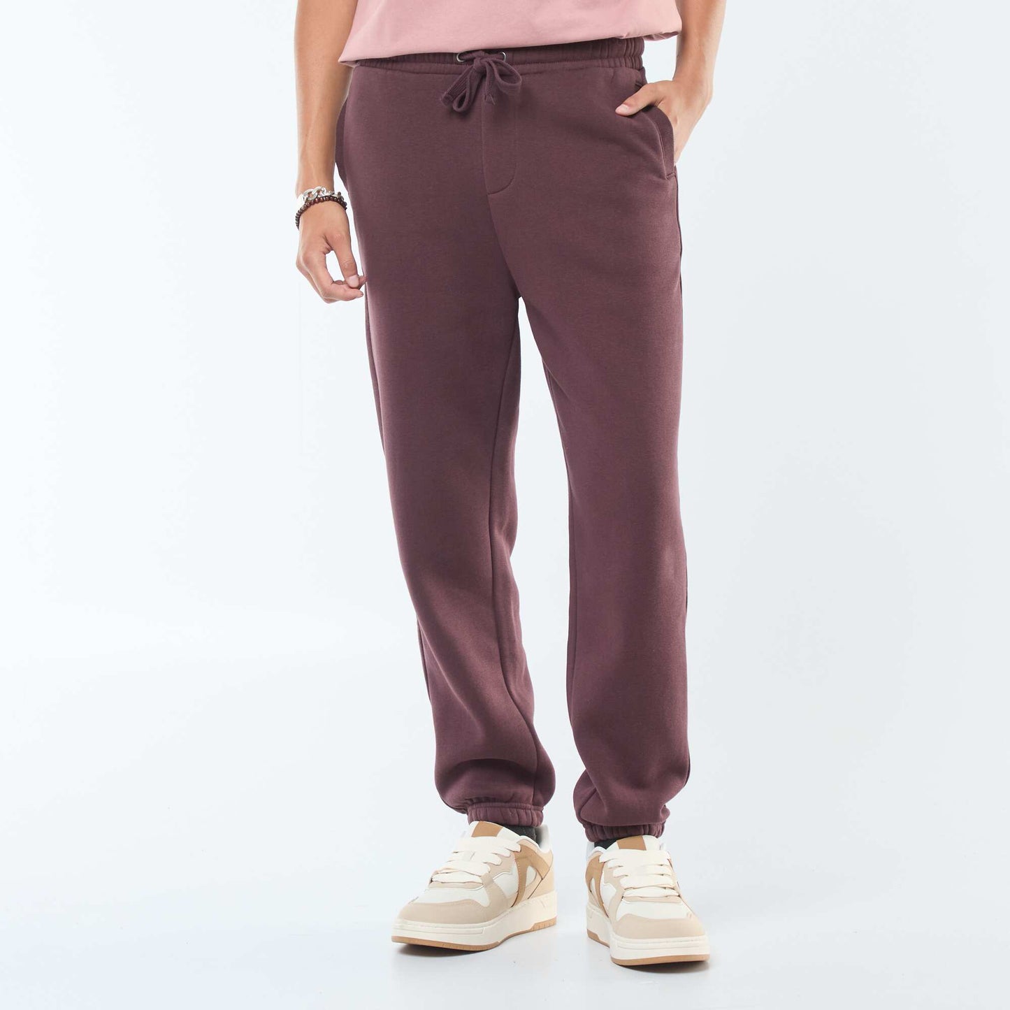 Plain joggers with drawstrings at the waist PURPLE