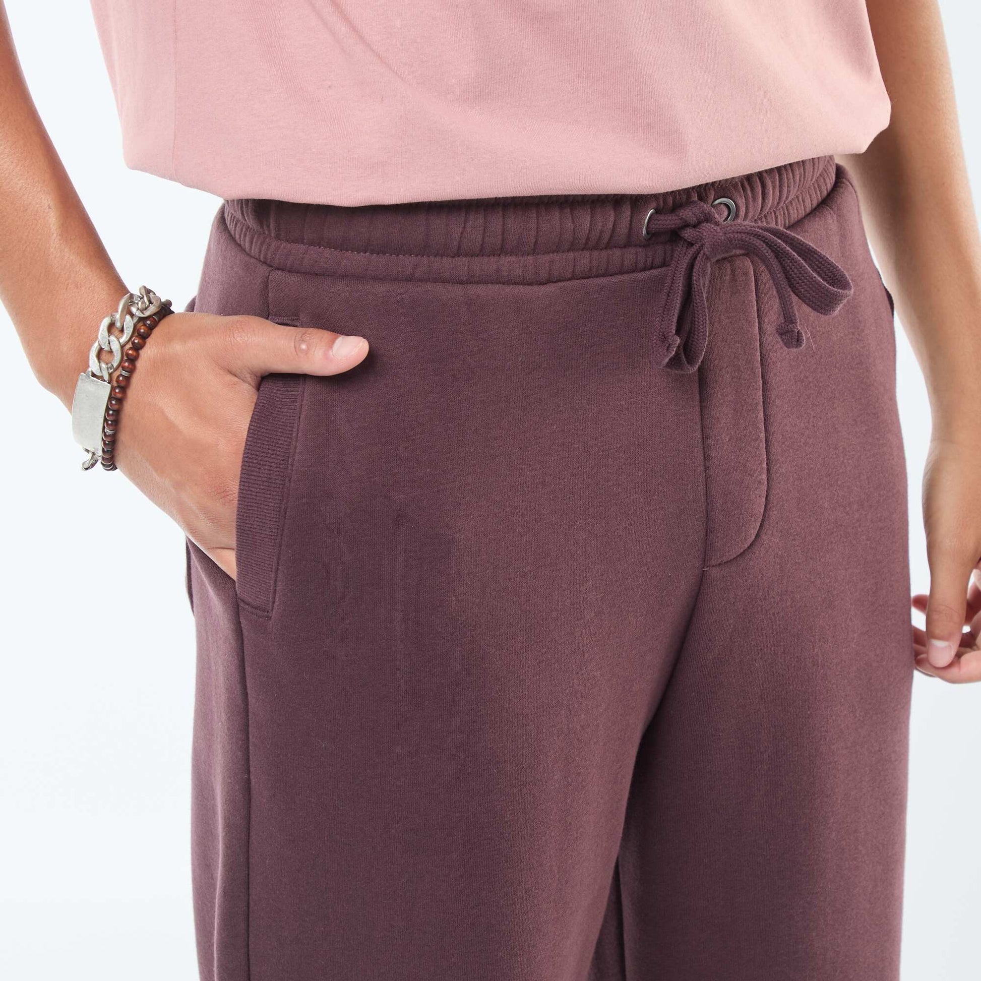 Plain joggers with drawstrings at the waist PURPLE