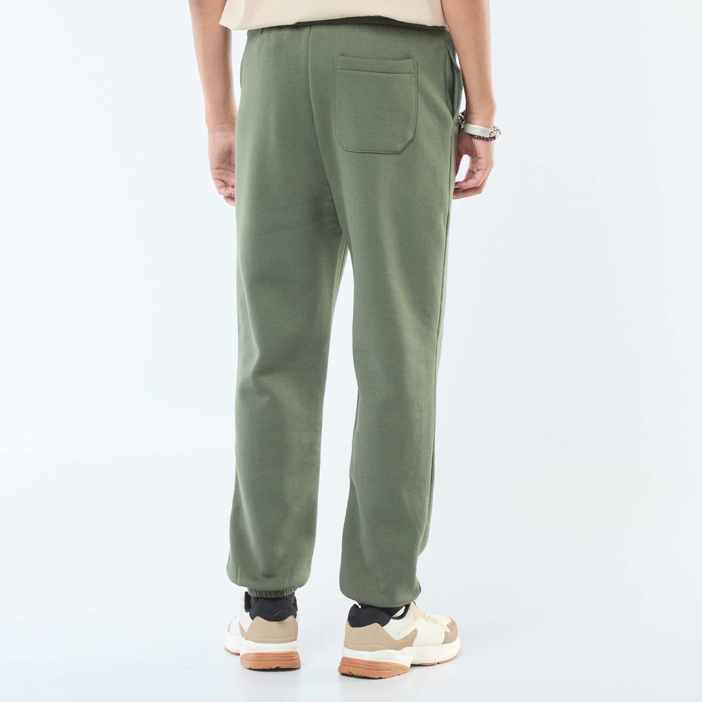 Plain joggers with drawstrings at the waist GREEN