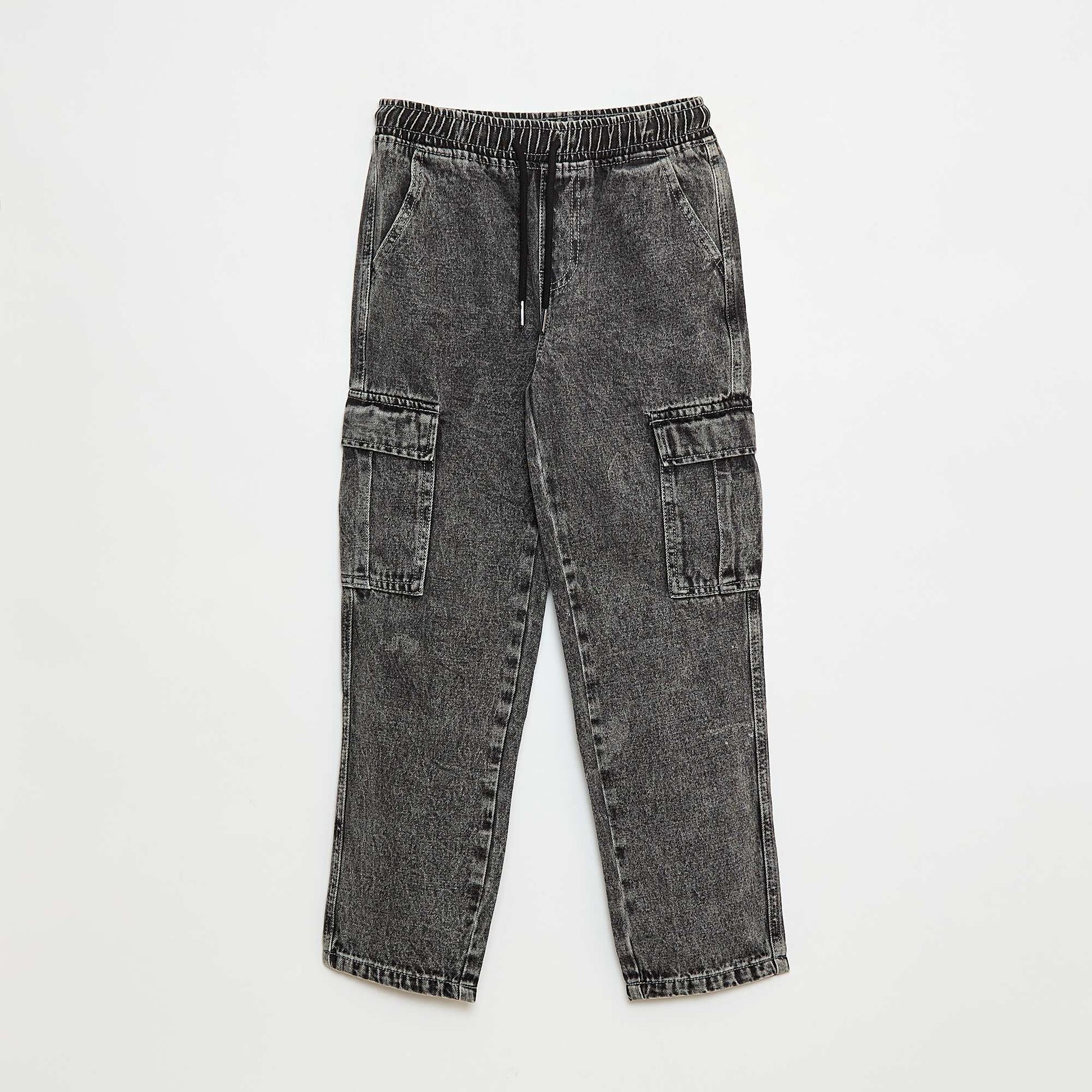 Elasticated multi-pocket trousers GREY