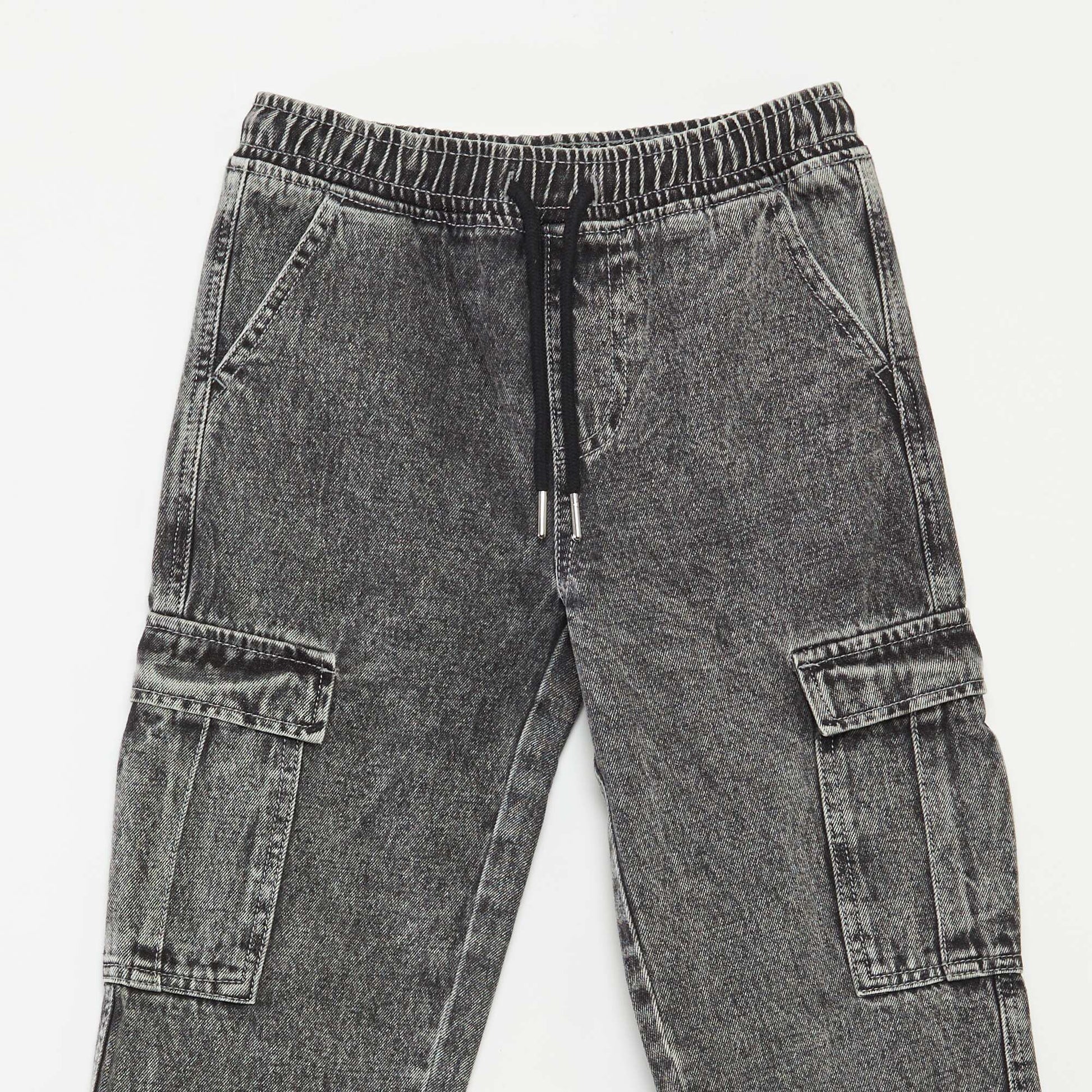 Elasticated multi-pocket trousers GREY