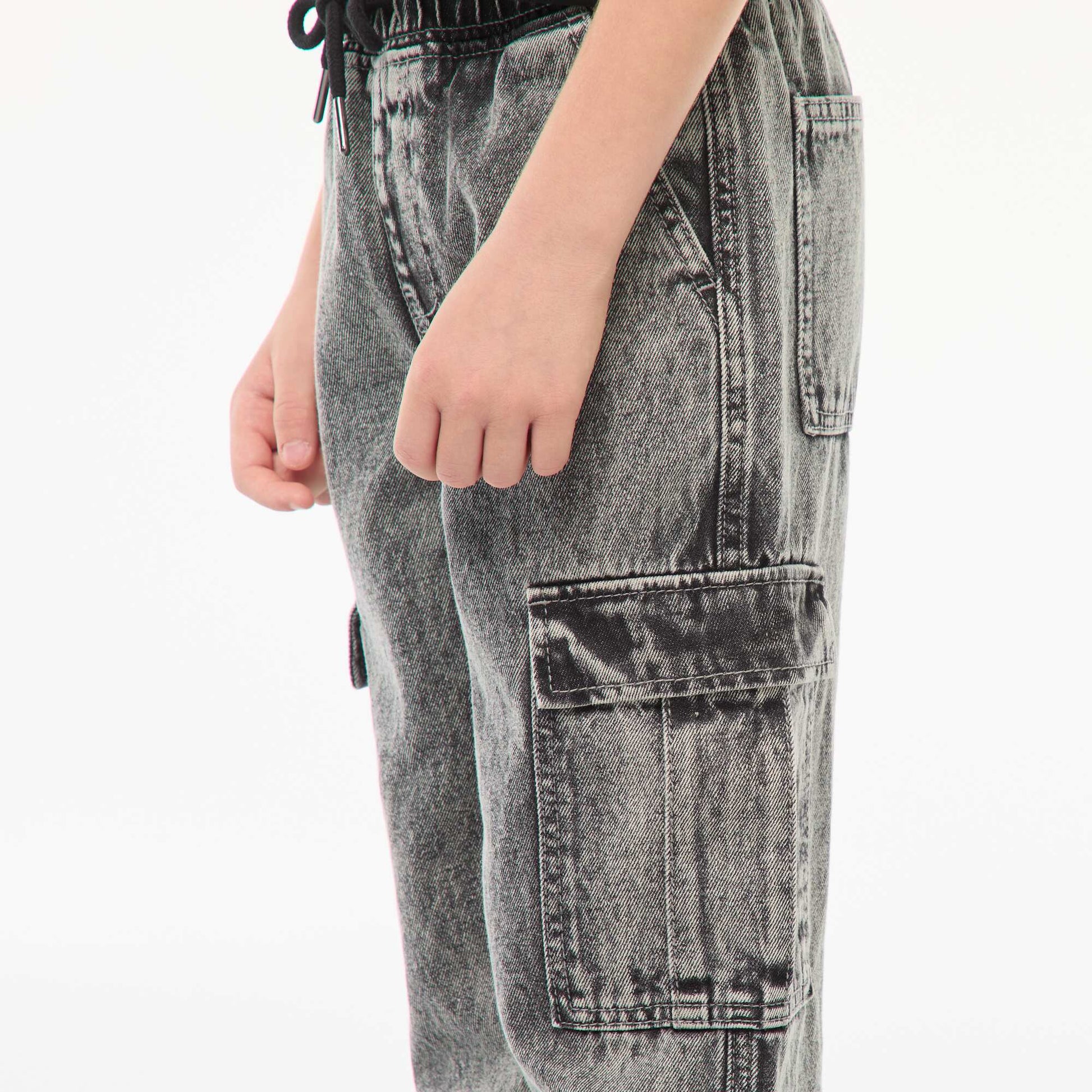 Elasticated multi-pocket trousers GREY