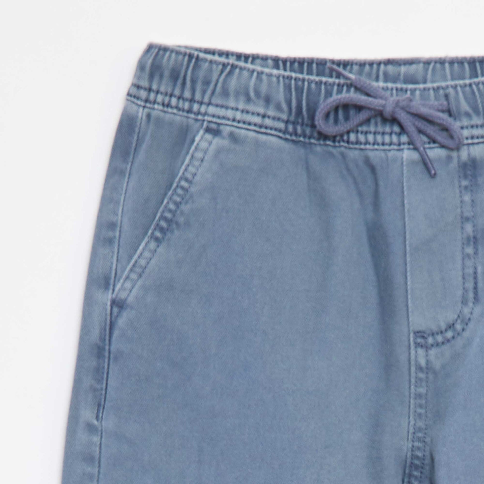 Multi-pocket trousers with elasticated waistband BLUE