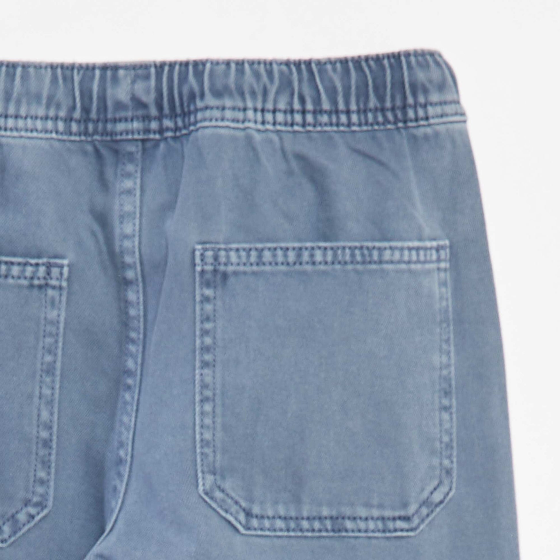 Multi-pocket trousers with elasticated waistband BLUE