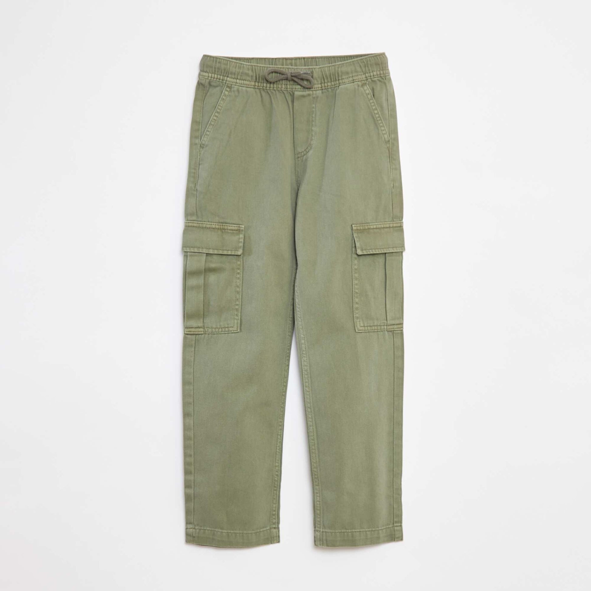 Multi-pocket trousers with elasticated waistband GREEN