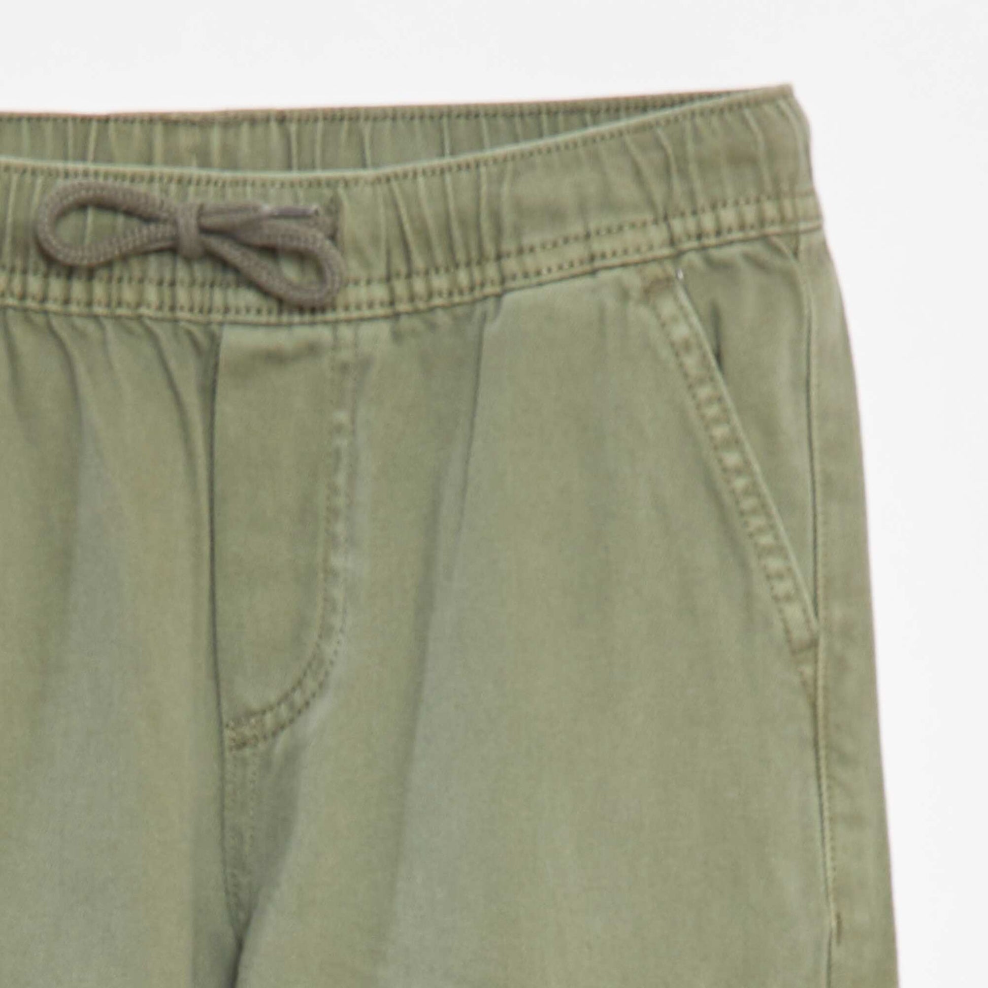 Multi-pocket trousers with elasticated waistband GREEN