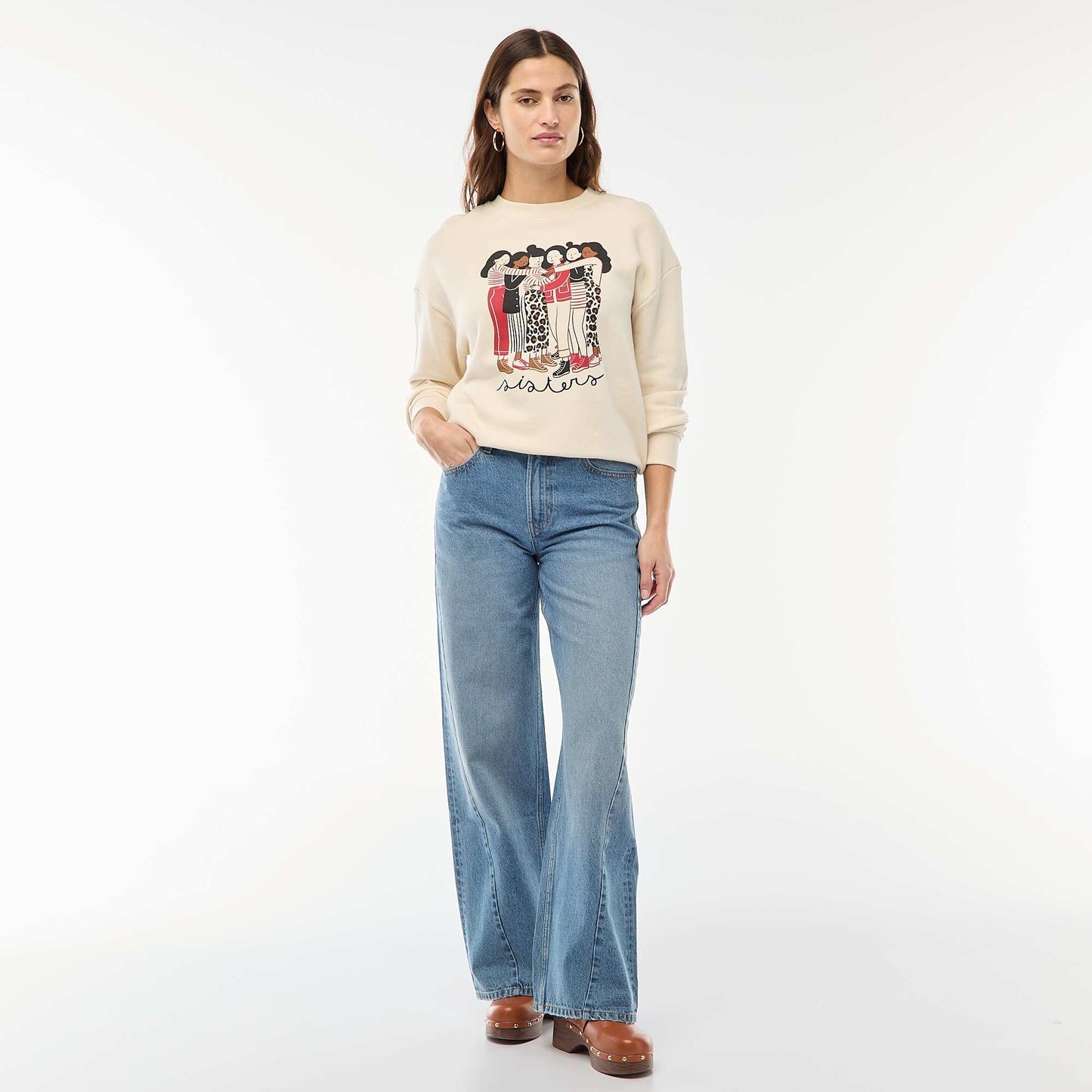 Lightweight French Terry Printed Sweatshirt WHITE