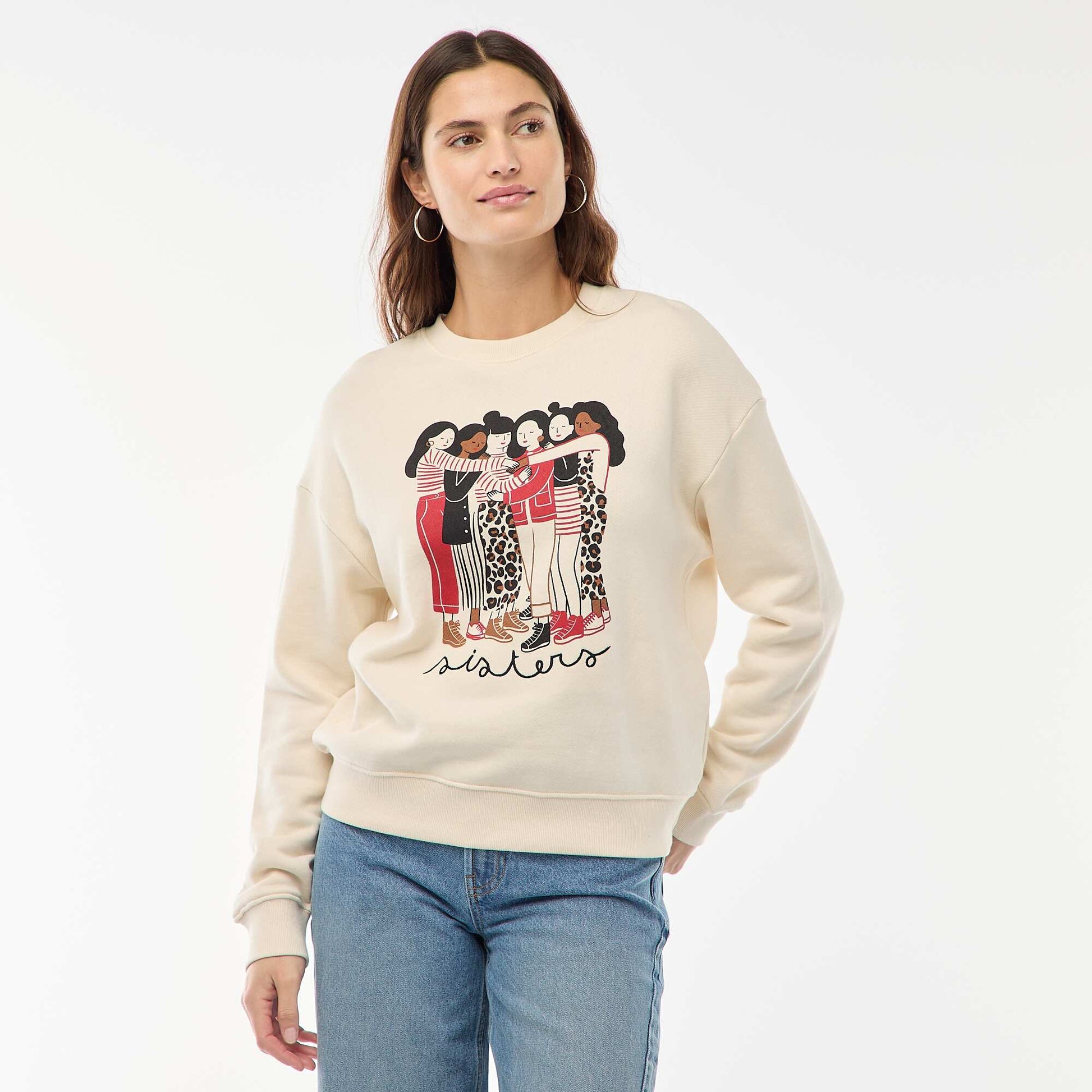 Lightweight French Terry Printed Sweatshirt WHITE