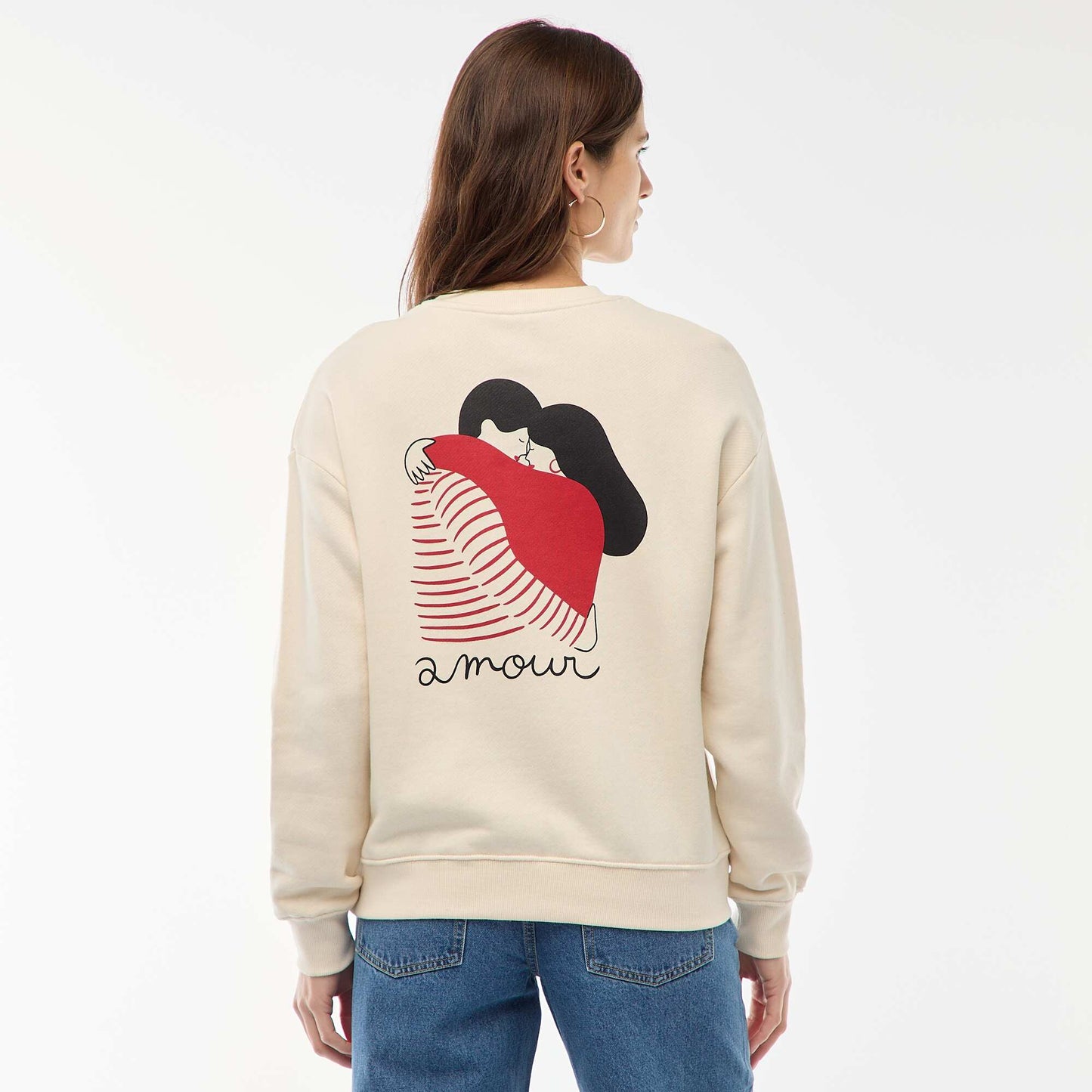 Printed Lightweight Fleece Sweatshirt WHITE
