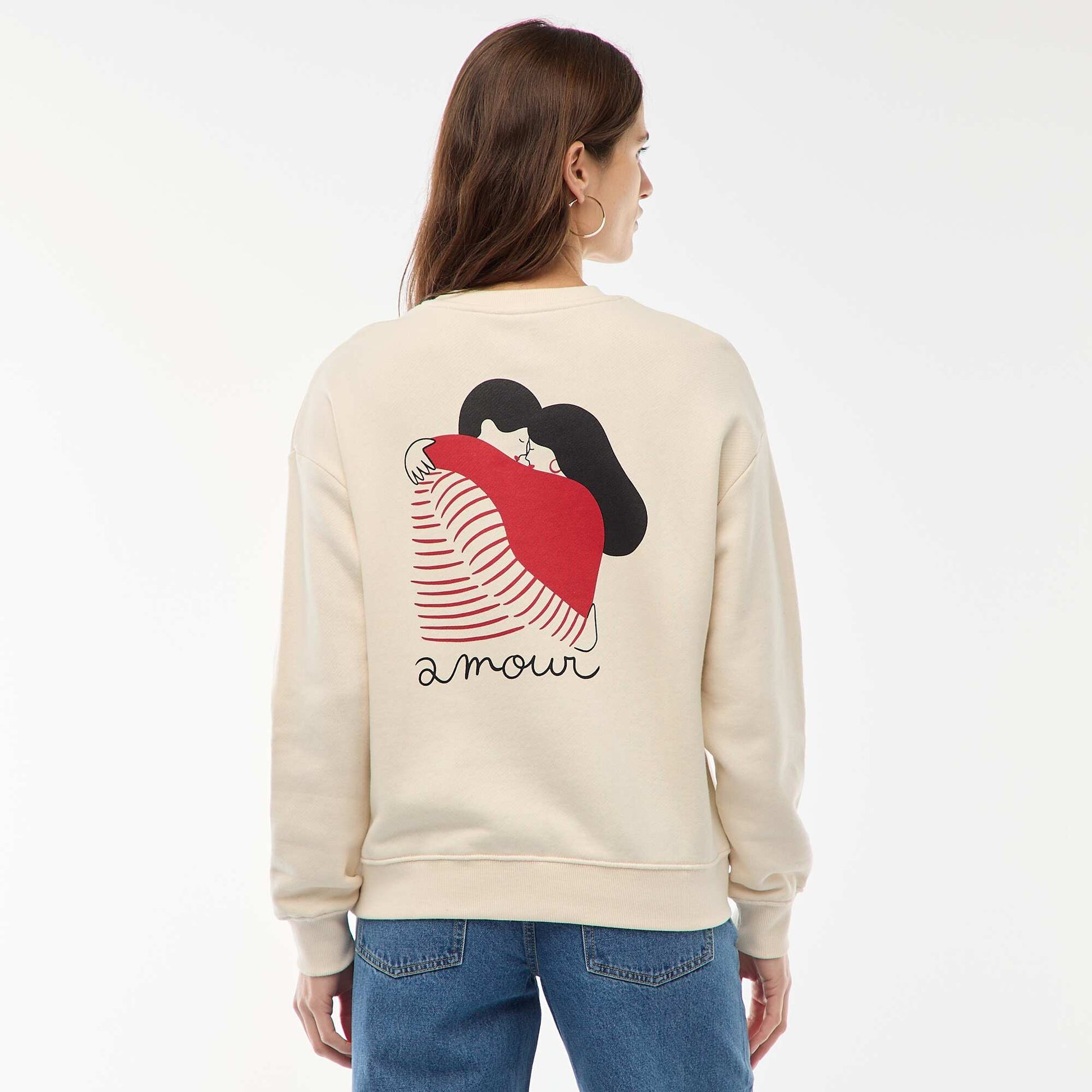 Printed Lightweight Fleece Sweatshirt WHITE