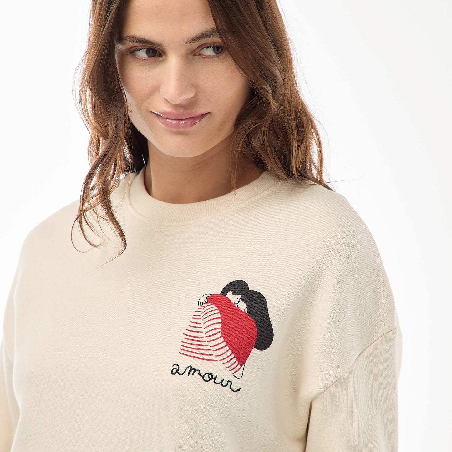 Printed Lightweight Fleece Sweatshirt WHITE