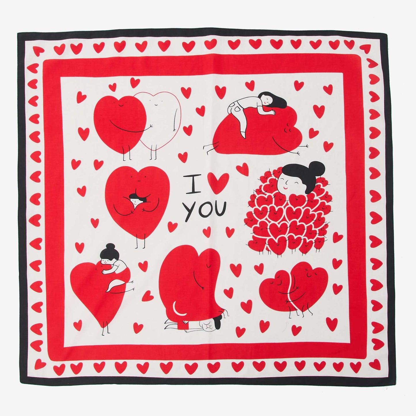 Fantasy Print Scarf (100x100 cm) - Valentine's Day WHITE