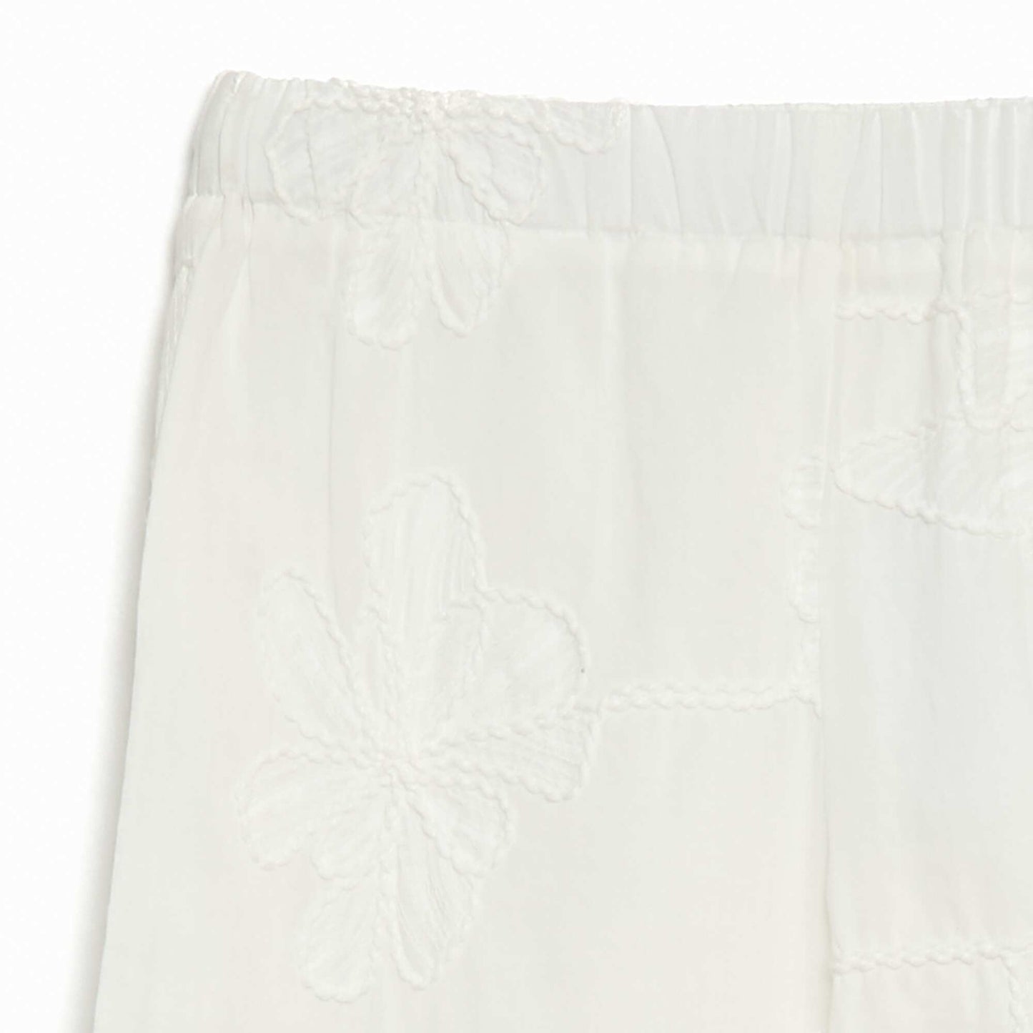 Wide-Leg Trousers with Embroidery WHITE