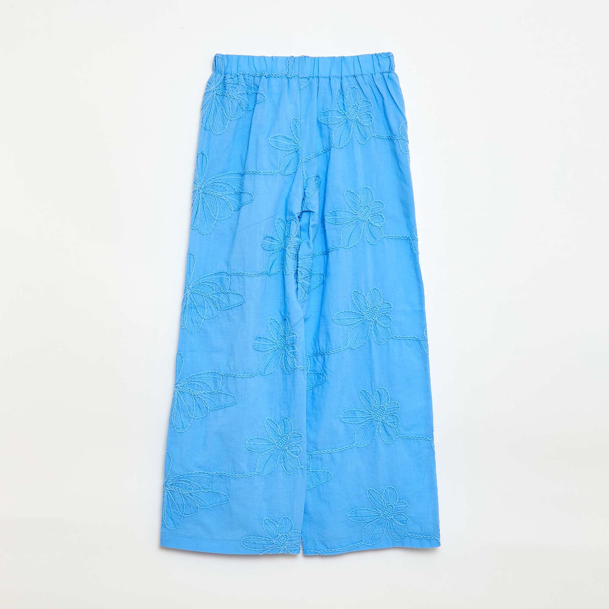 Wide-Leg Trousers with Embroidery BLUE