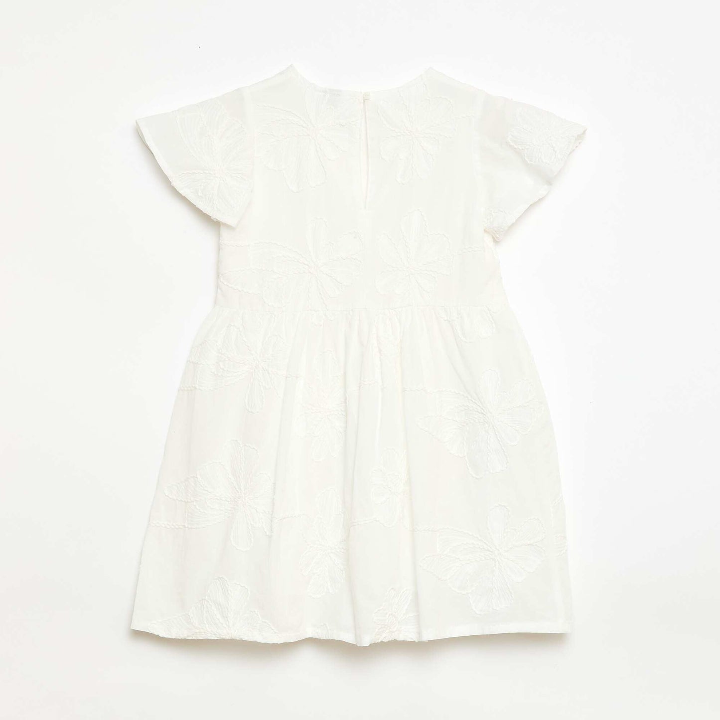 Dress with fanciful floral embroidery WHITE
