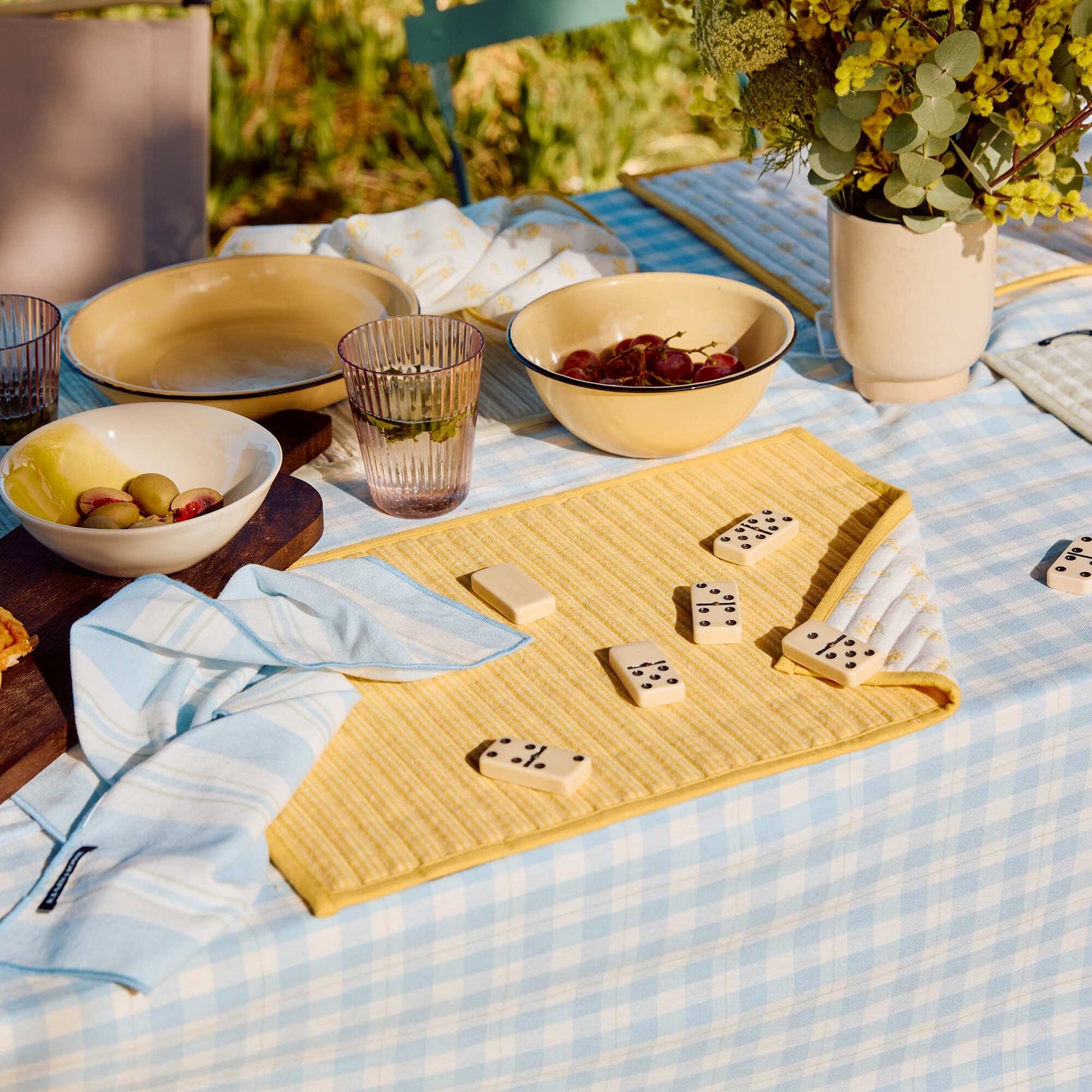 Set of 2 Checkered Placemats YELLOW