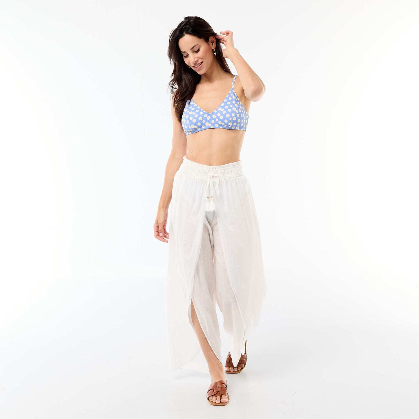 Daisy Print Swimsuit Top BLUE