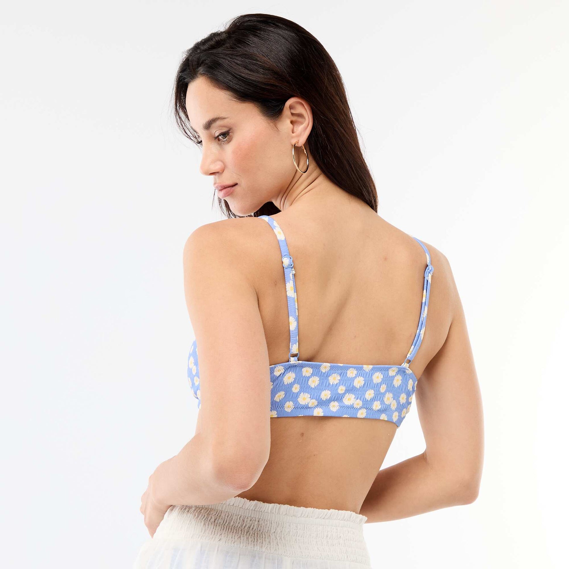 Daisy Print Swimsuit Top BLUE