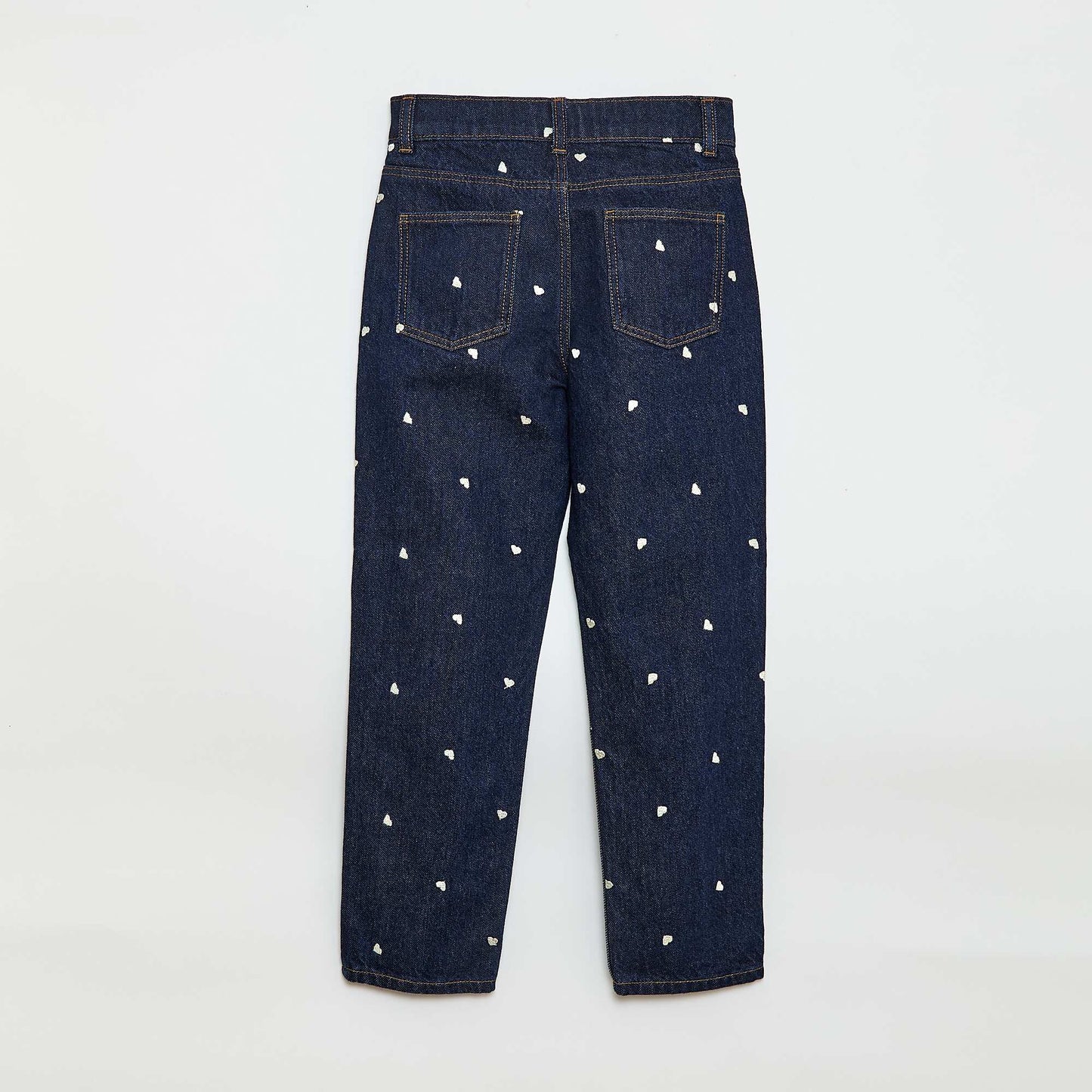 Straight-Leg Denim Pants with Pattern BLUE