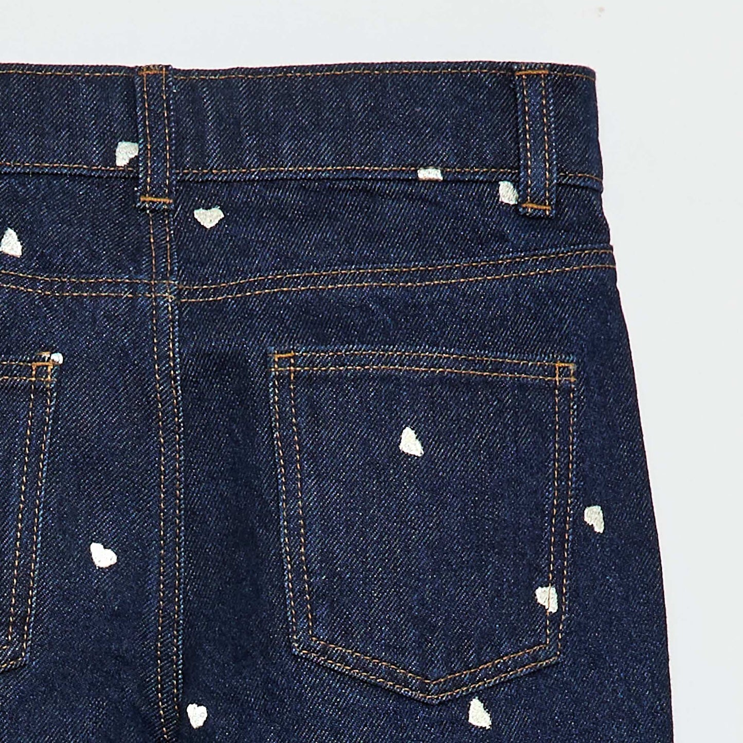 Straight-Leg Denim Pants with Pattern BLUE