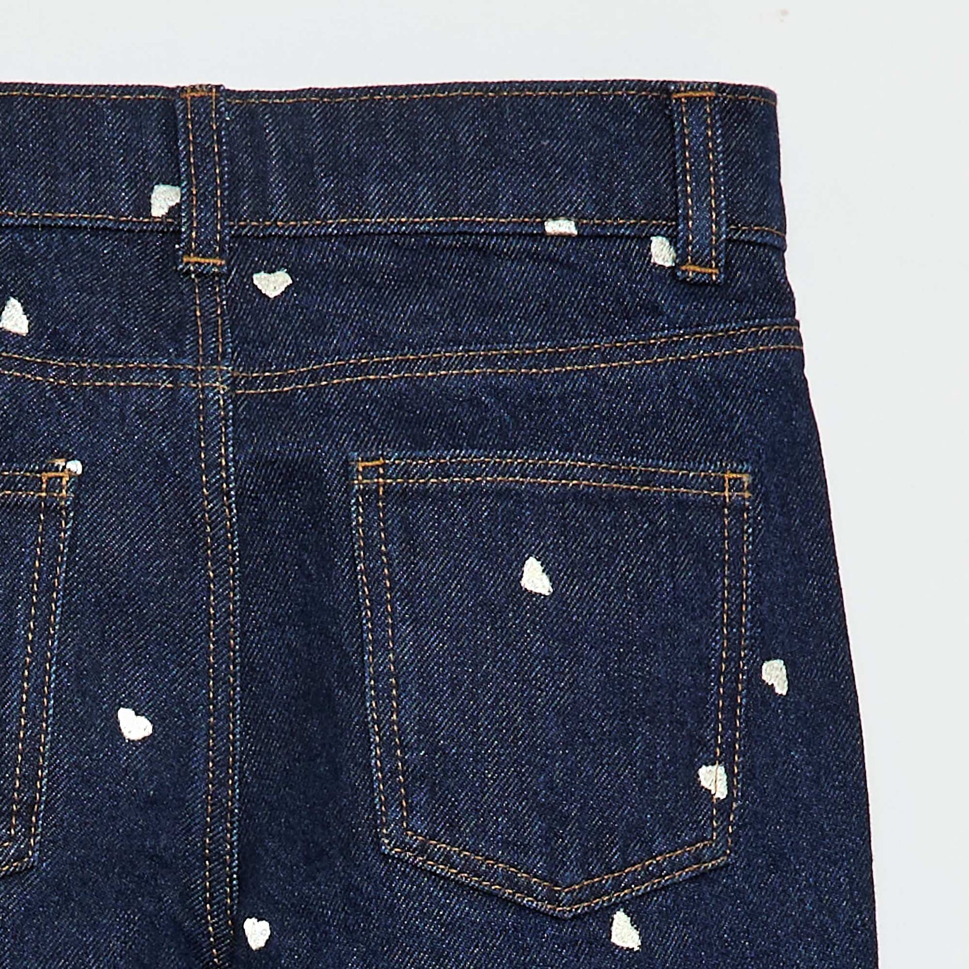 Straight-Leg Denim Pants with Pattern BLUE