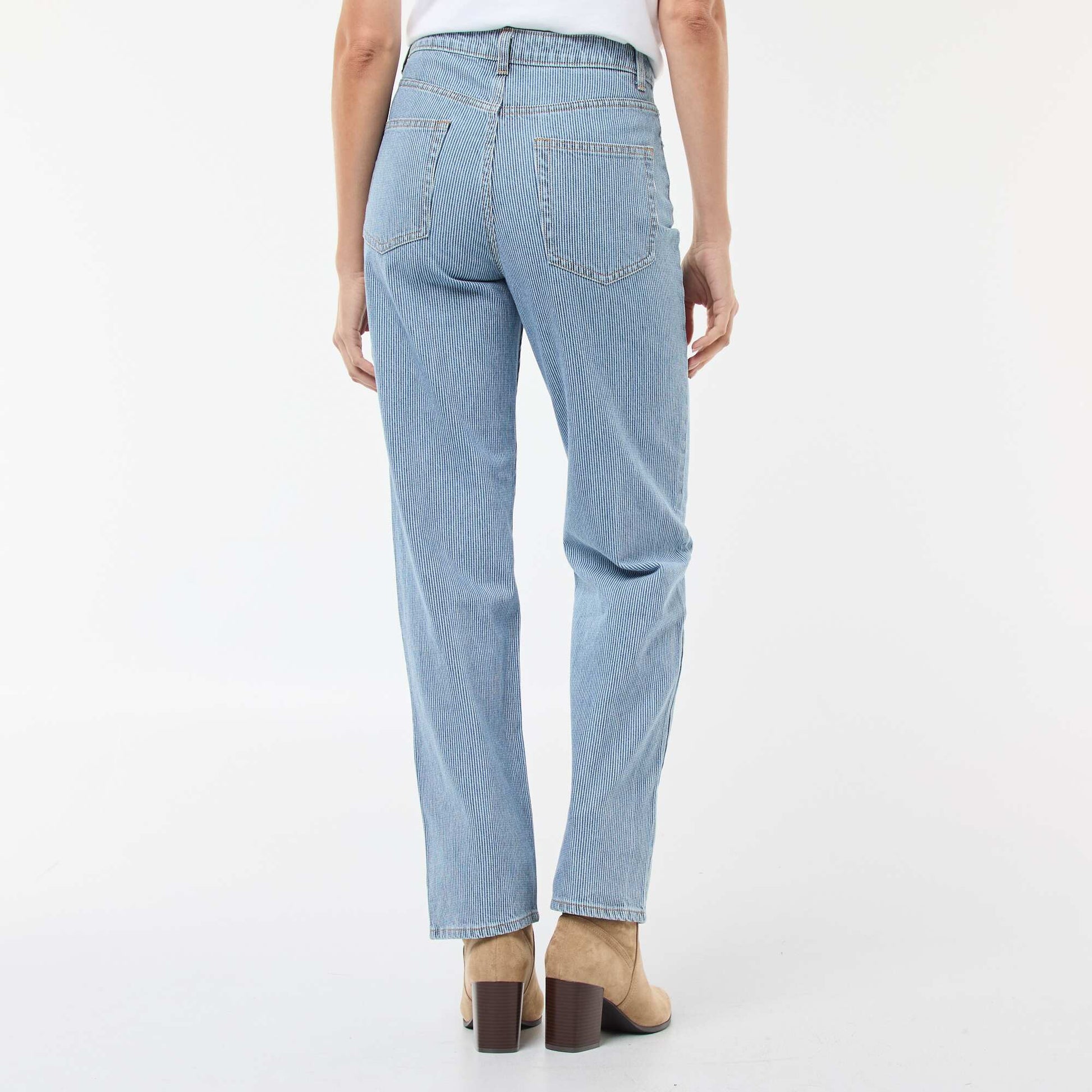 Regular Fit Cotton-Blend Line Detail Jean BLUE
