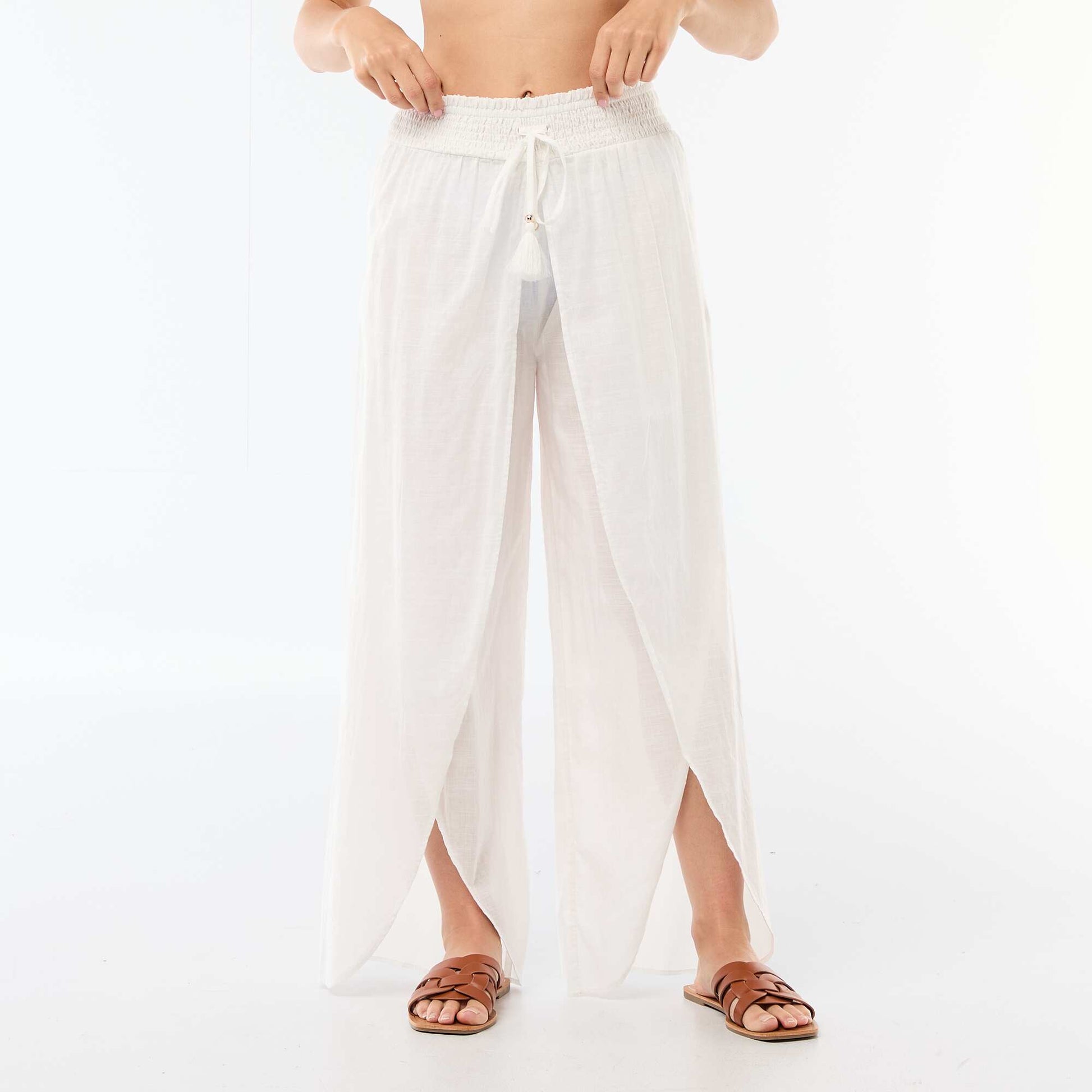 Printed Viscose Beach Pants WHITE