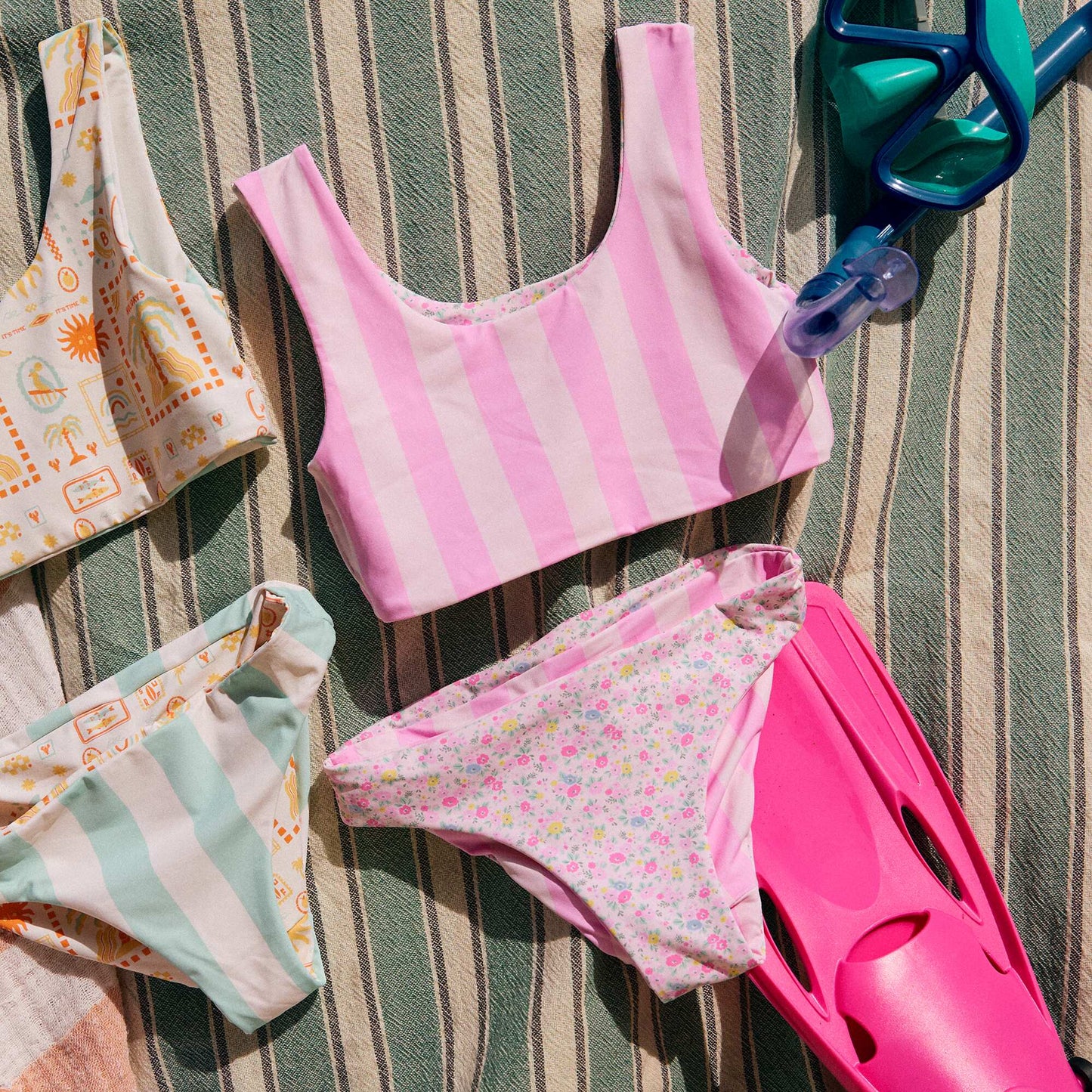 Reversible Floral Swimsuit - 2 Piece PINK