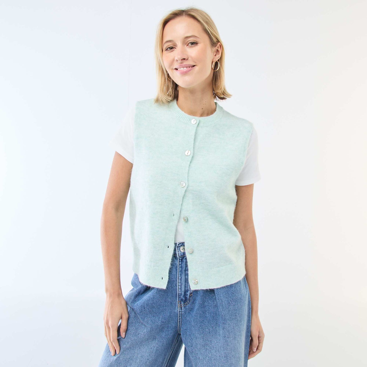 Sleeveless Solid Color Vest GREEN