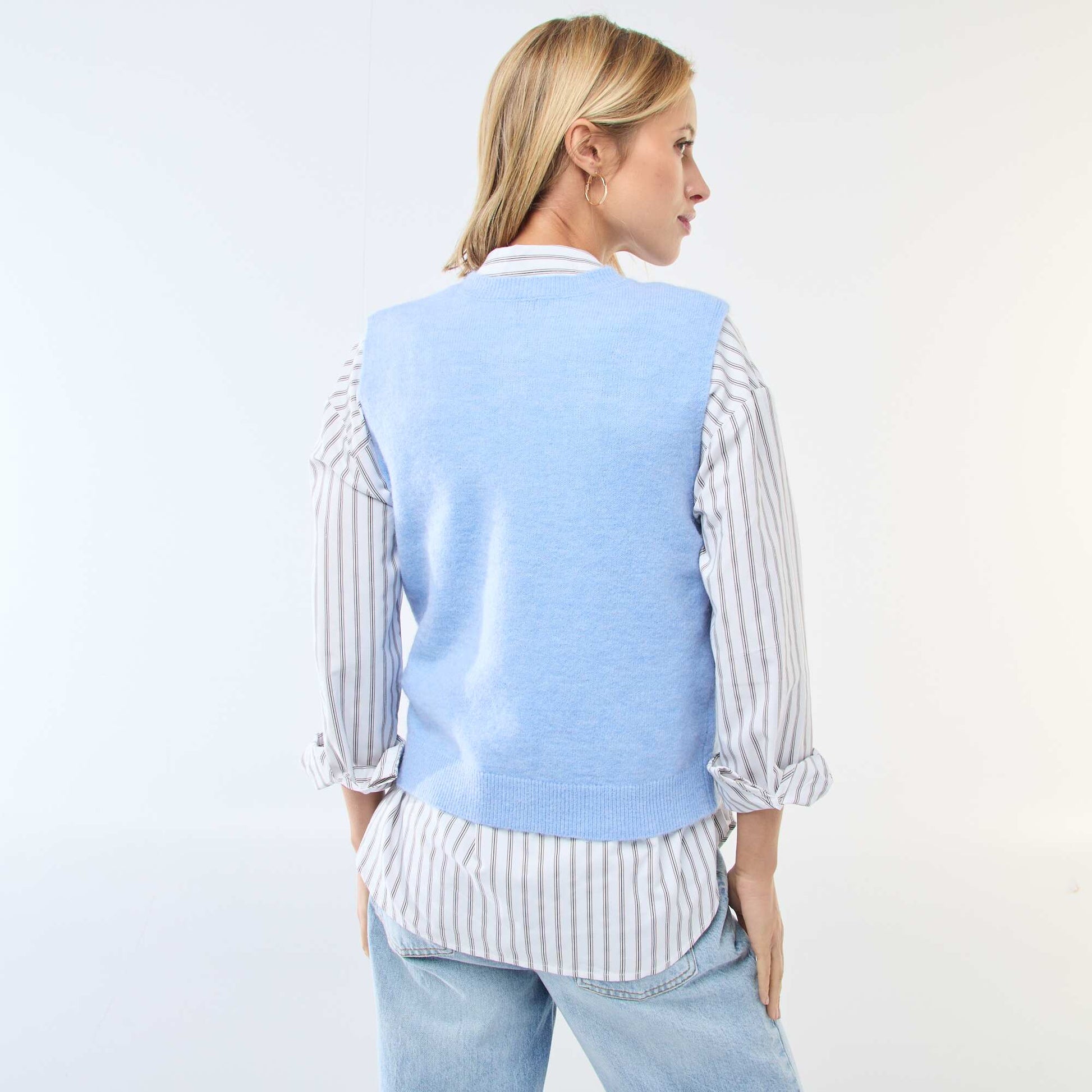 Sleeveless Solid Color Vest BLUE