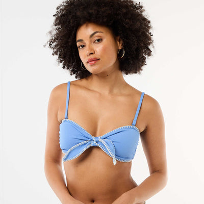 Bandeau Bikini Top with Contrast Stitching BLUE