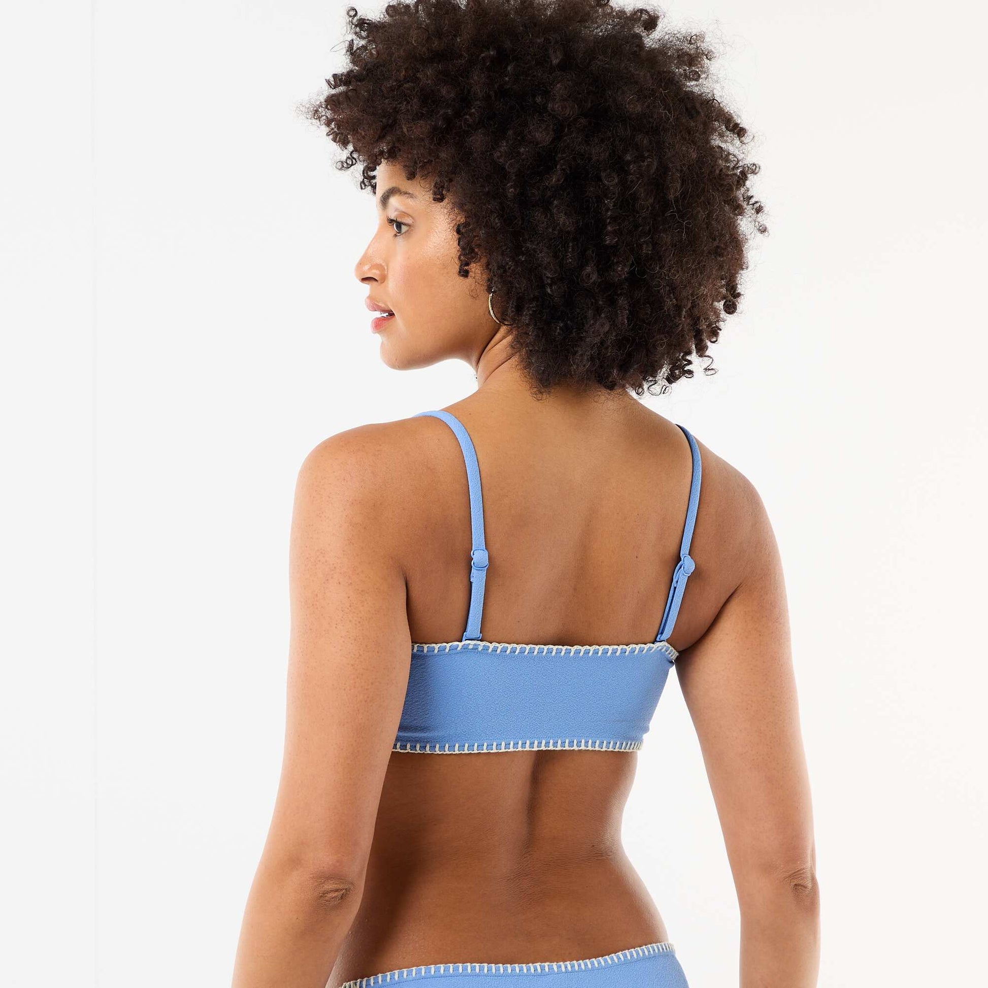 Bandeau Bikini Top with Contrast Stitching BLUE