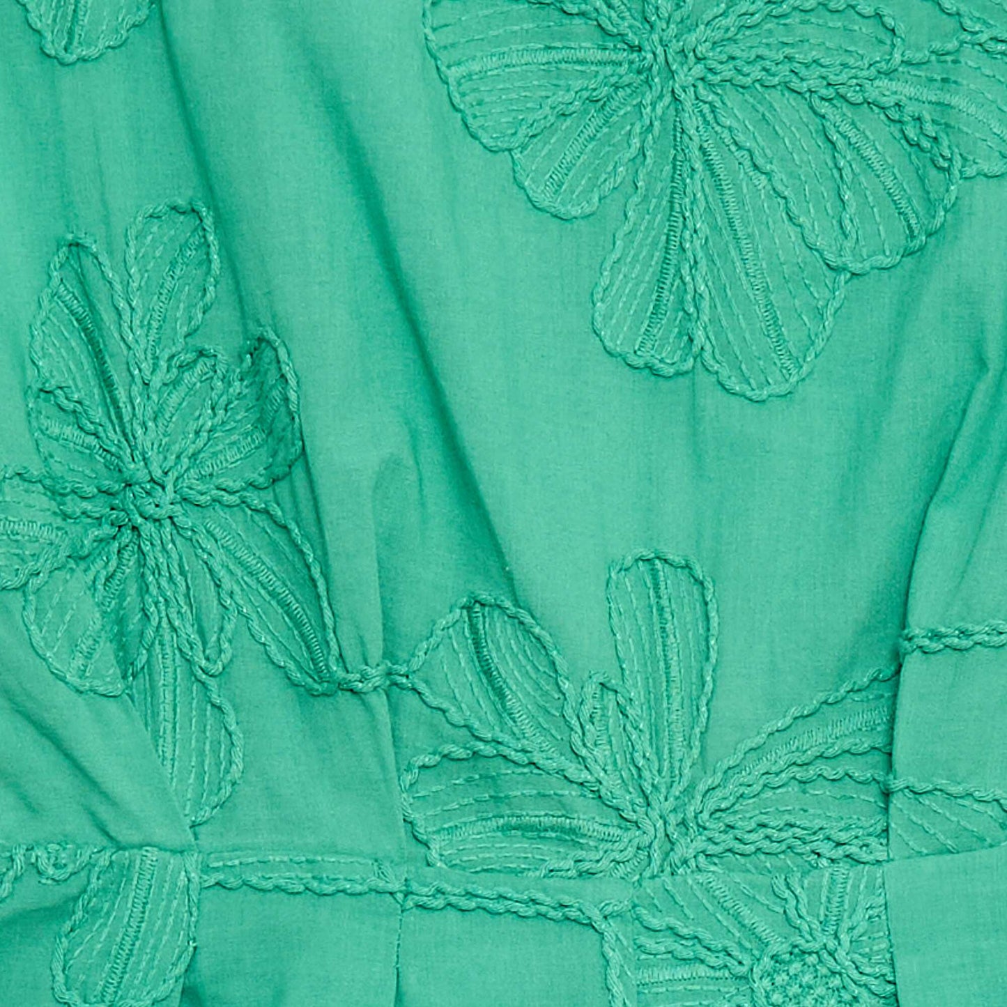 Short jumpsuit with large embroidered flowers GREEN