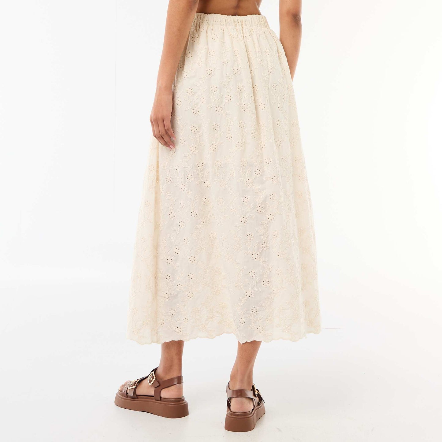 Long Skirt with Broderie Anglaise BEIGE