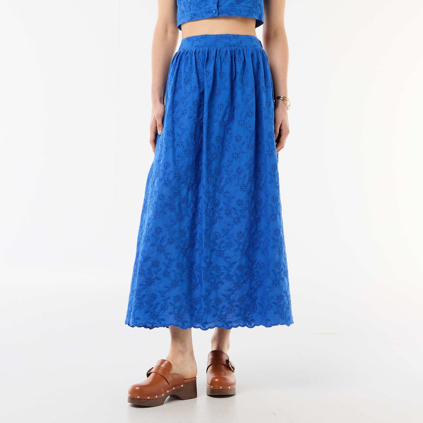 Long Skirt with Broderie Anglaise BLUE