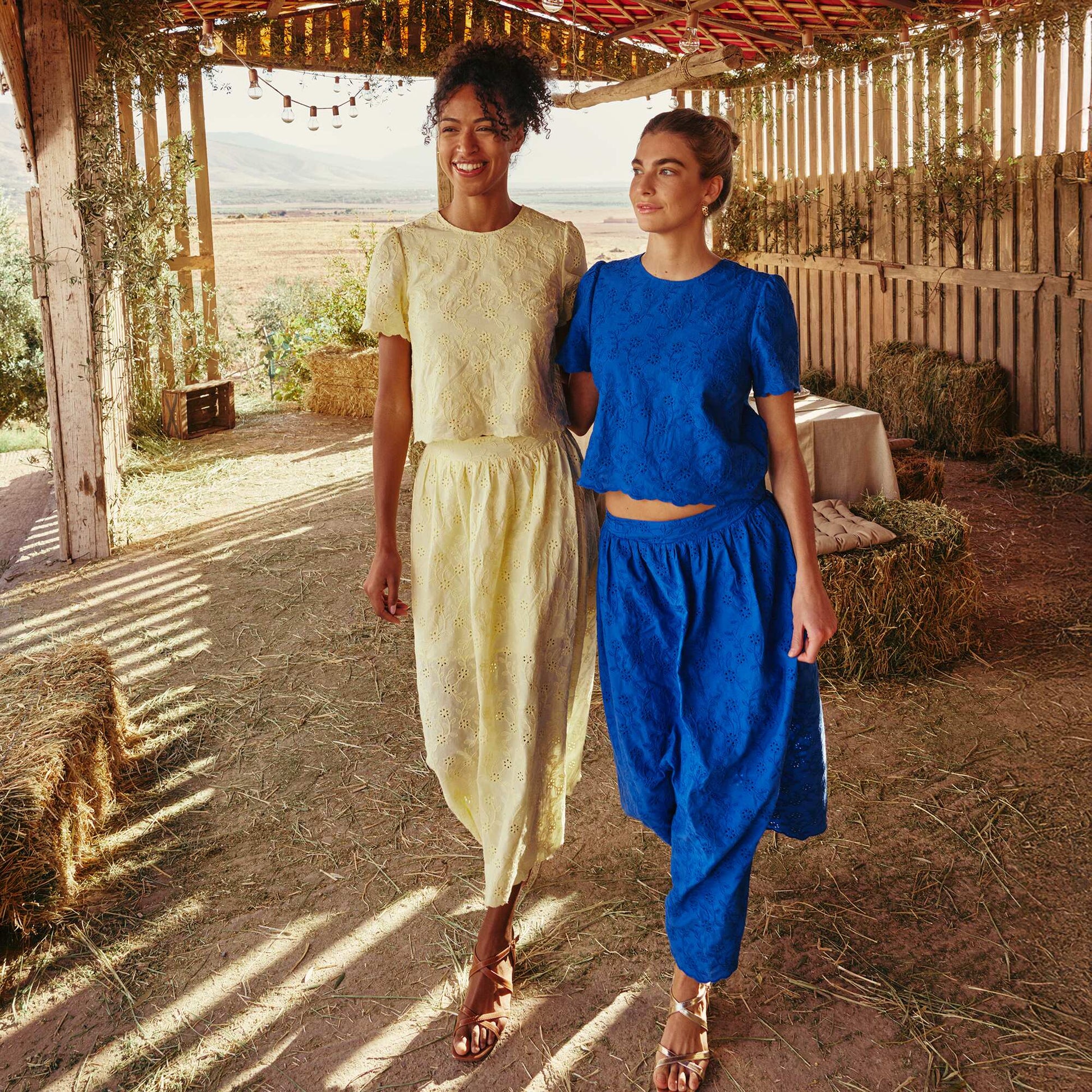 Long Skirt with Broderie Anglaise YELLOW