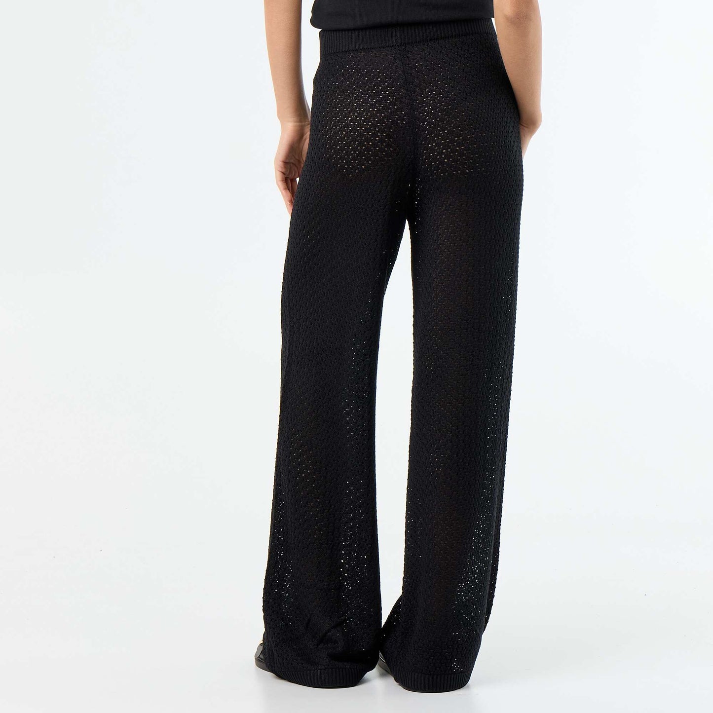 Crochet Knit Beach Trousers BLACK