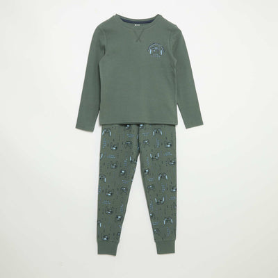 2-piece pyjamas - Long-sleeved T-shirt + trousers GREEN