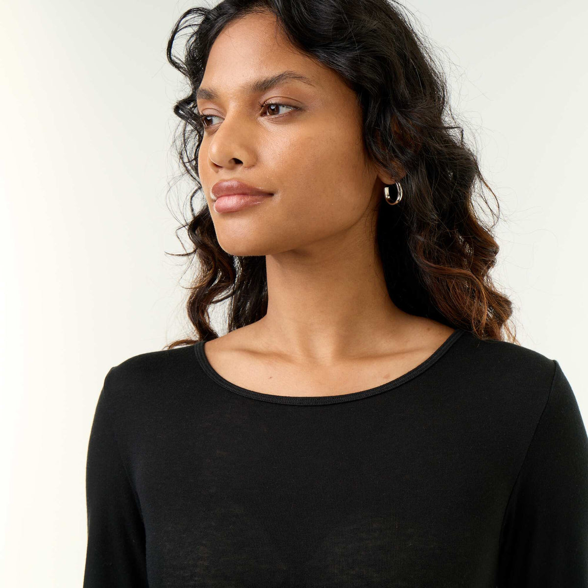 Long-sleeved wool blend T-shirt BLACK