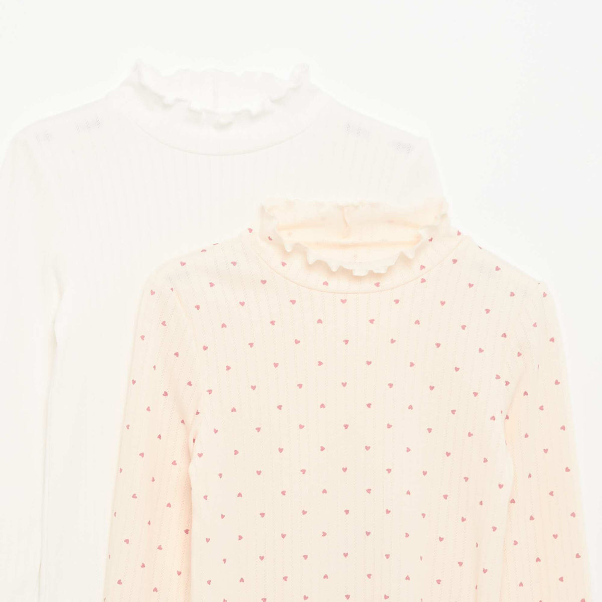 Pack of 2 Fancy Knit T-shirts with Wavy Finishes PINK