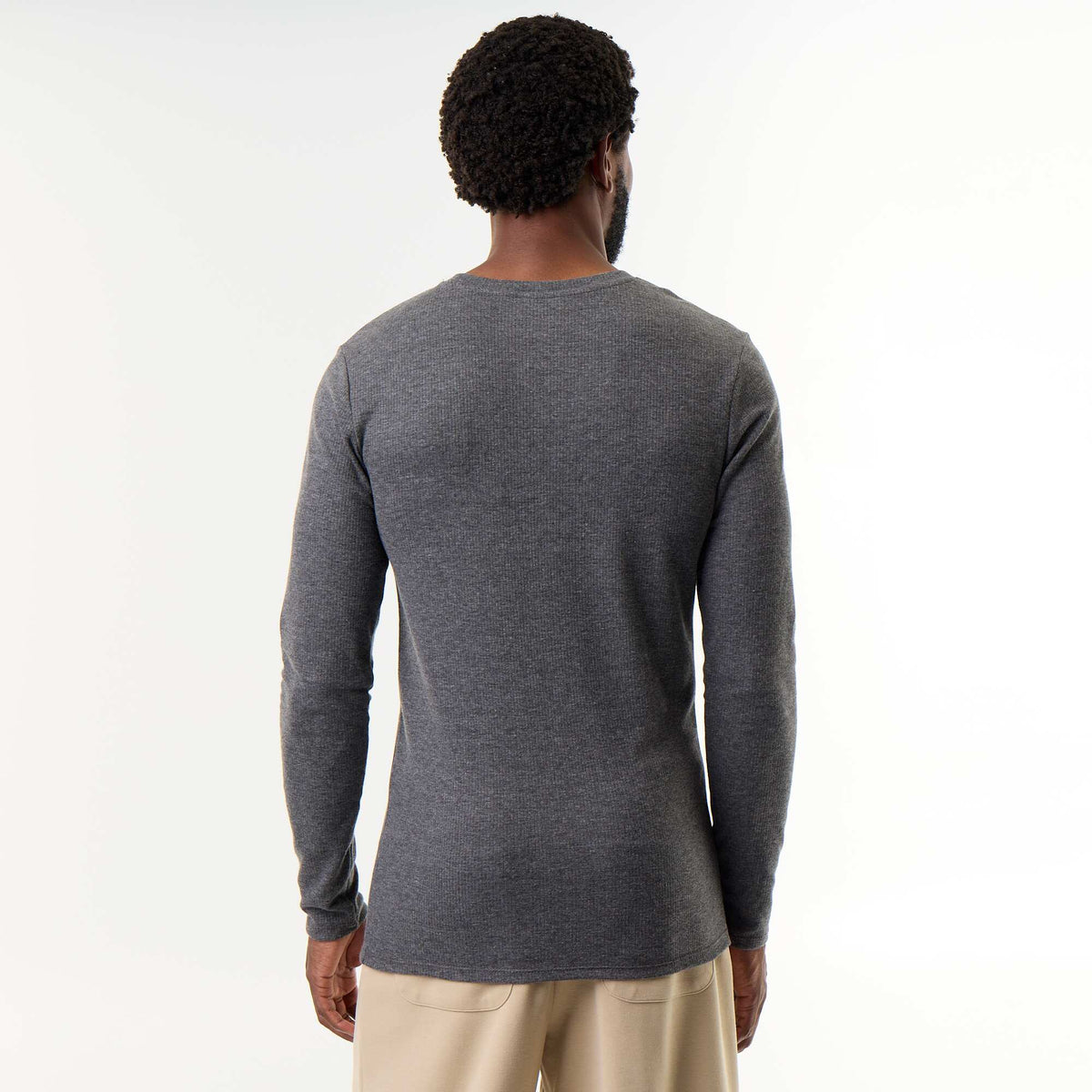 Warm-touch ribbed long-sleeved T-shirt GREY