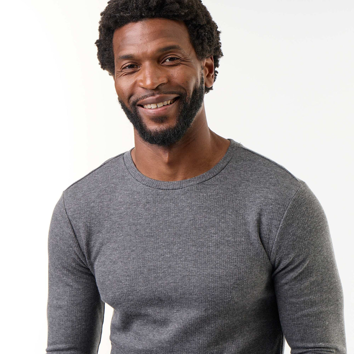 Warm-touch ribbed long-sleeved T-shirt GREY