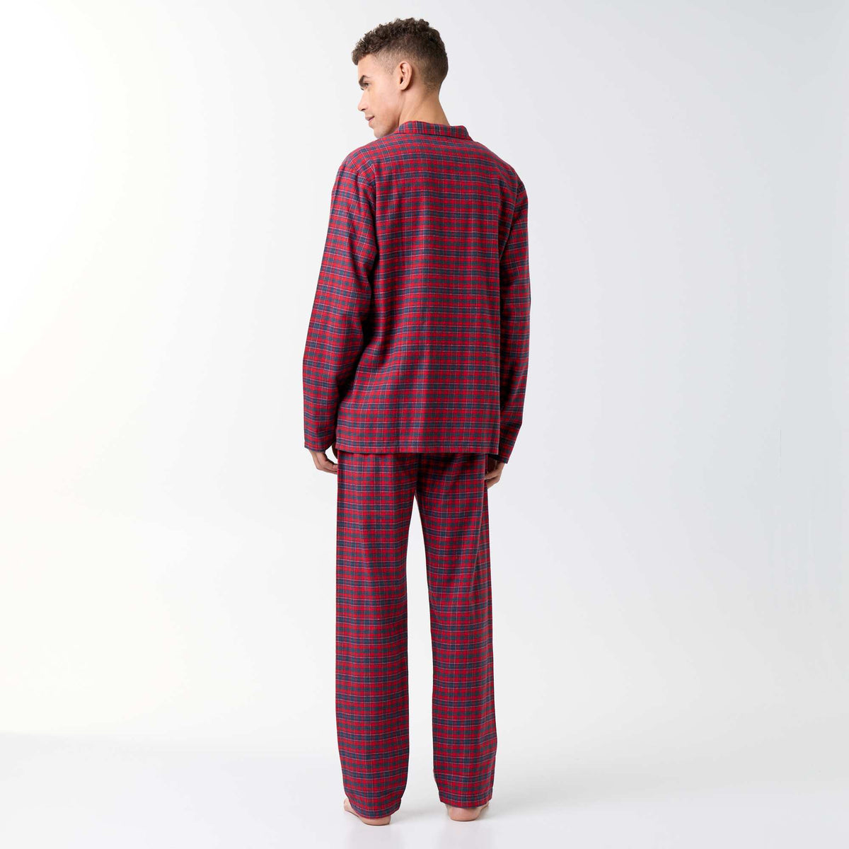 2-piece flannel pyjama shirt and trousers set RED