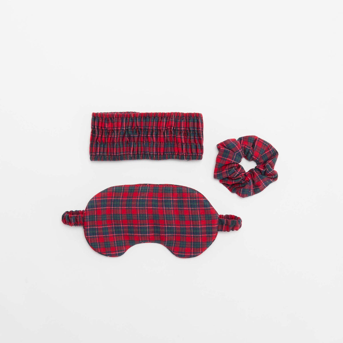 Eye mask + scrunchie + headband set RED
