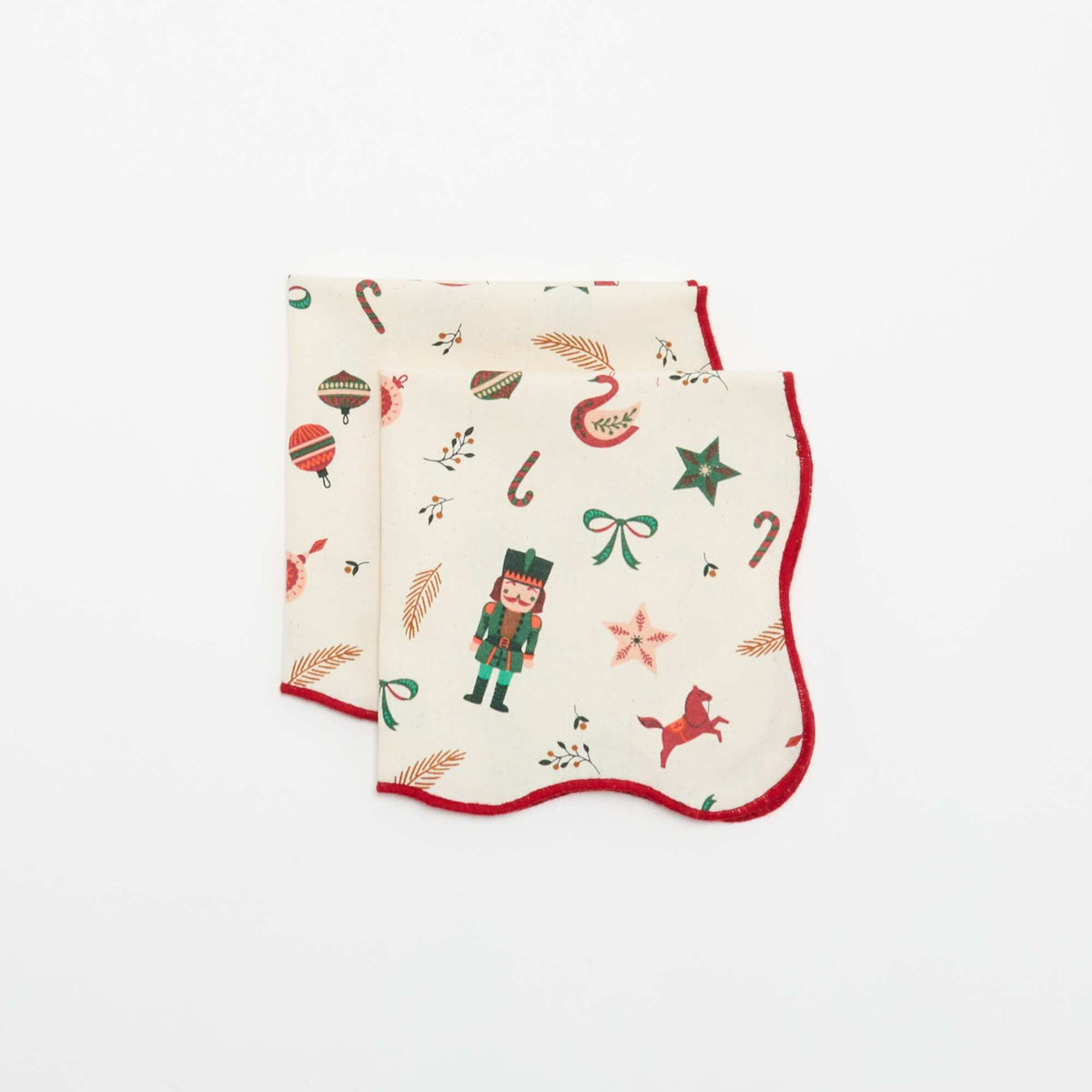 Set of 2 'Christmas' Printed Napkins - KIABI Home ECRU