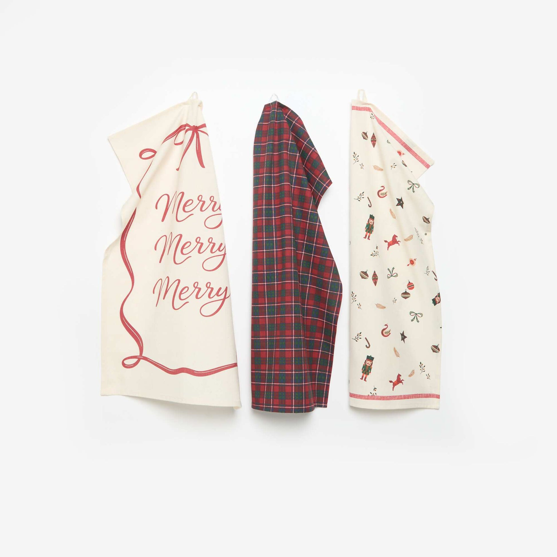 Set of 3 Printed Tea Towels - KIABI Home ECRU